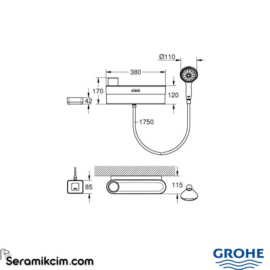 Grohe Foam Shower Starterkit EU Black Glass 1033670000