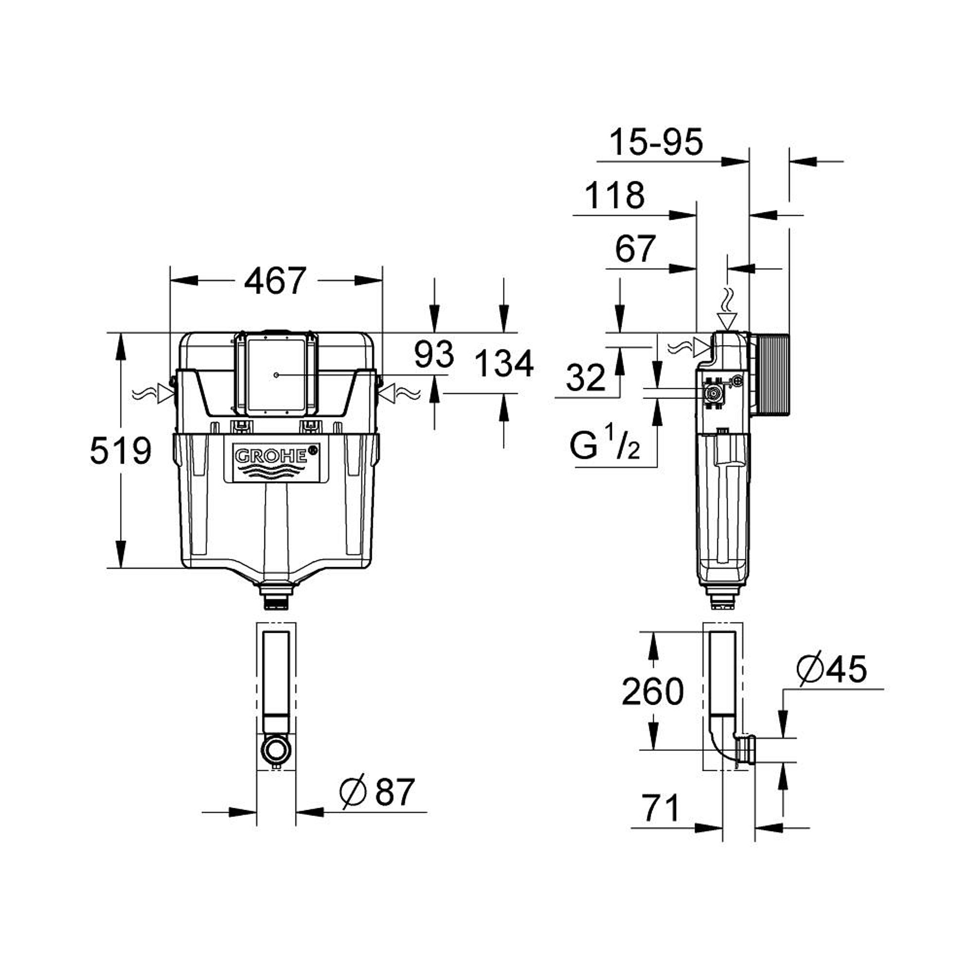 Grohe GD 2 Helataşı İçin Gömme Rezervuar 38661000