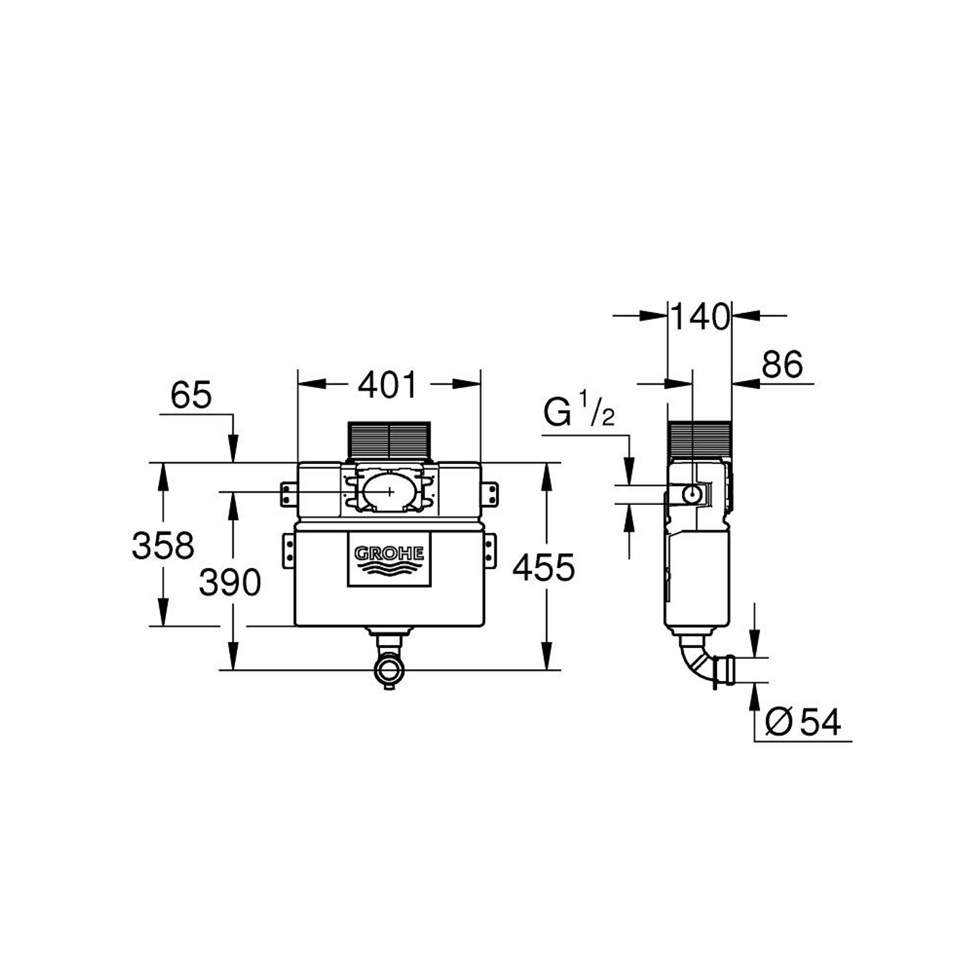Grohe Gömme Rezervuar 8 cm 3/6 Litre 38422000