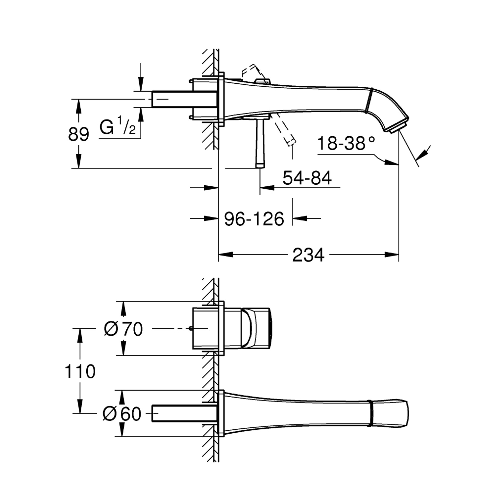 Grohe Grandera 2 Delikli Lavabo Bataryası L Boy Krom-Altın 29417IG0