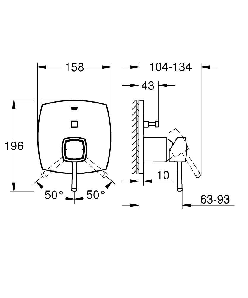Grohe Grandera Ankastre Banyo/Duş Bataryası (Sıva Üstü Grubu), 2 Yollu, Parlak Bakır 24068DA0