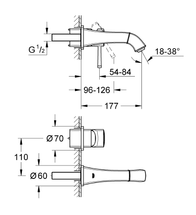 Grohe Grandera Ankastre Lavabo Bataryası (Sıva Üstü) Krom 19929000 - 19929000