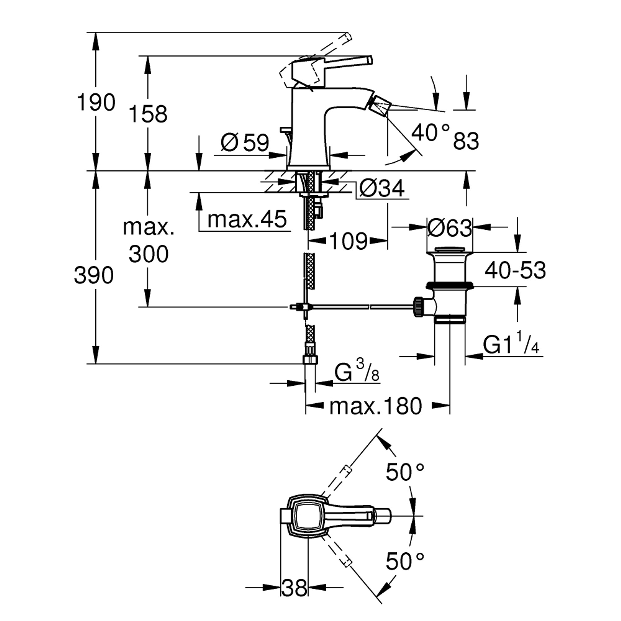 Grohe Grandera Bide Bataryası Krom-Altın 24372IG0