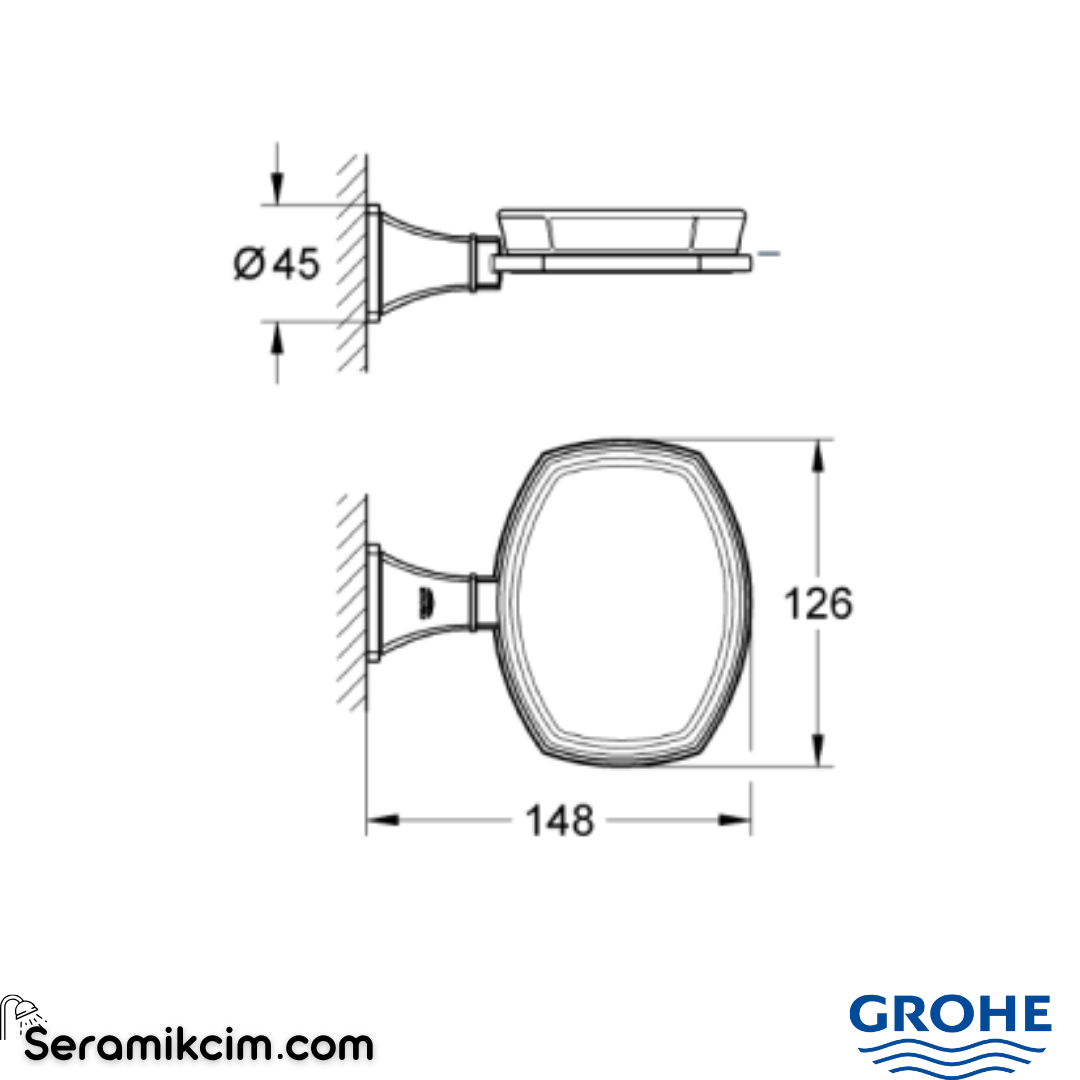 Grohe Grandera Sabunluk, Krom, Duvardan 40628000