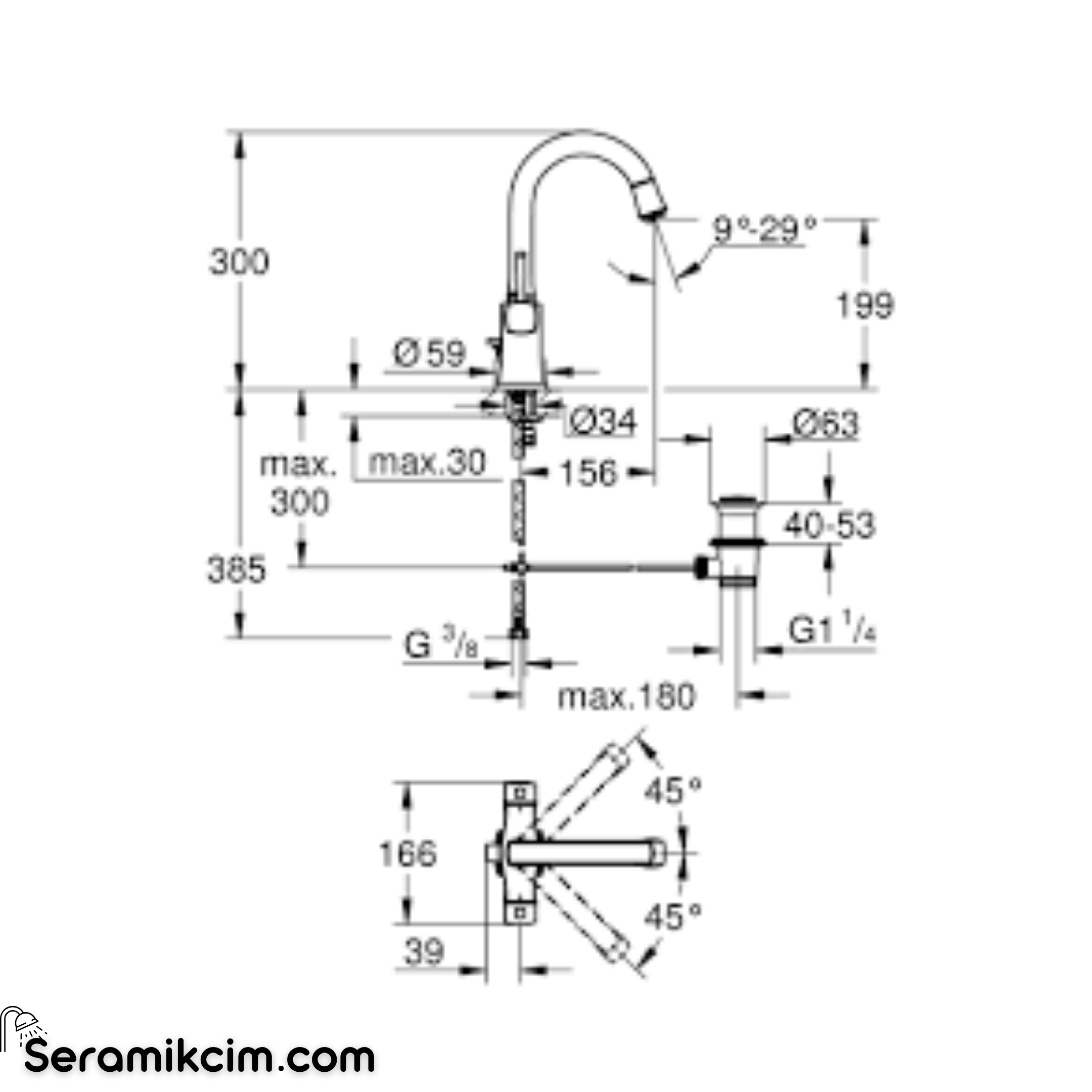 Grohe Grandera Tek delikli lavabo bataryası 1/2