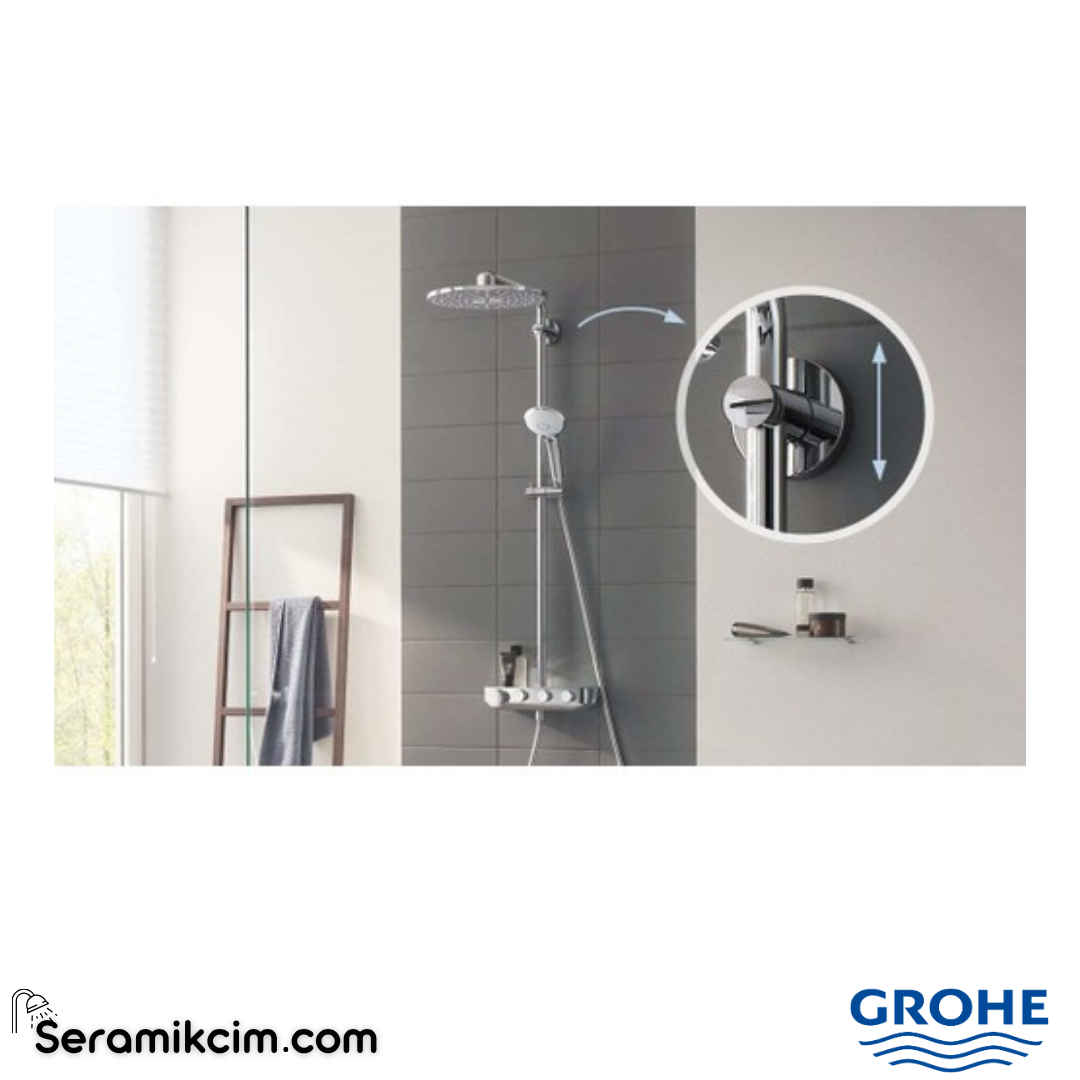 Grohe Grohe Euphoria SmartControl System 310 Duo Duvara Monte Termostatik Bataryalı Duş Sistemi Krom 26507000