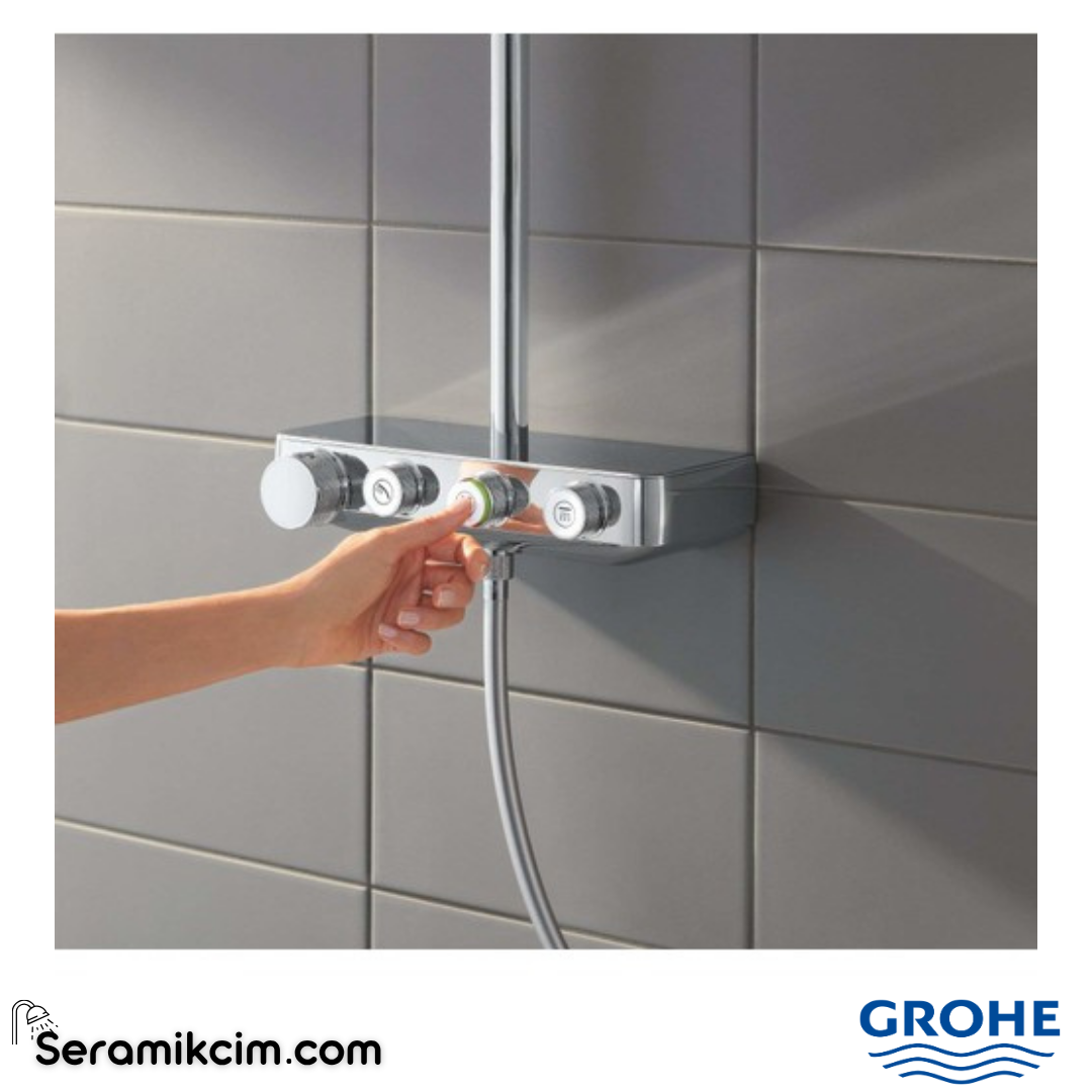 Grohe Grohe Euphoria SmartControl System 310 Duo Duvara Monte Termostatik Bataryalı Duş Sistemi Krom 26507000