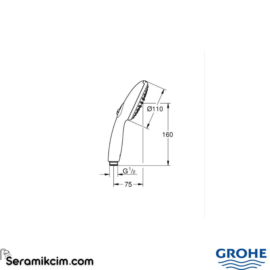 Grohe Grohe Purefoam 110 El Duşu 2 Fonksiyonlu Krom Siyah 1072990000