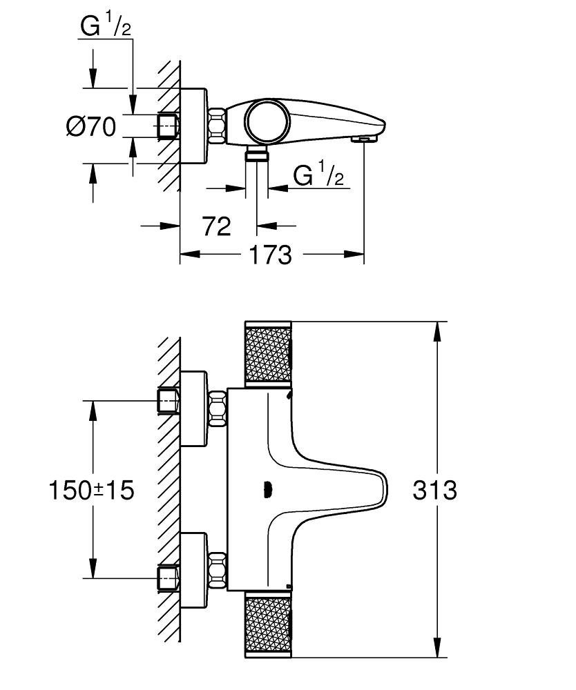 Grohe Grohtherm 1000 Performance Termostatik Banyo Bataryası - 34779000 - 34779000