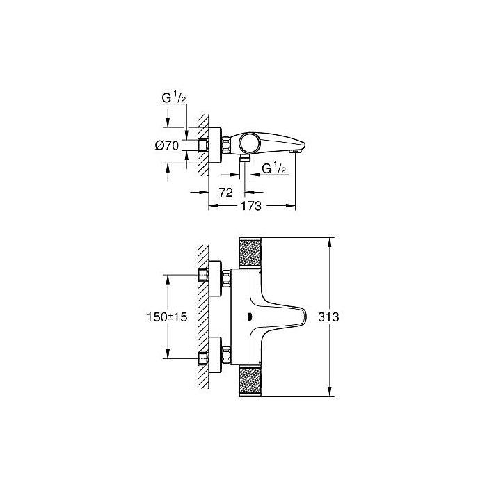Grohe Grohtherm 1000 Performance Termostatik Banyo Bataryası - 34830000