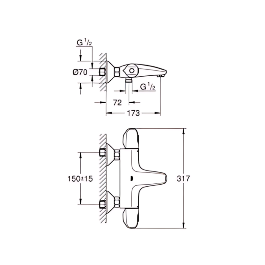 Grohe Grohtherm 1000 Termostatik Duş Bataryası, Mat Siyah 348142433