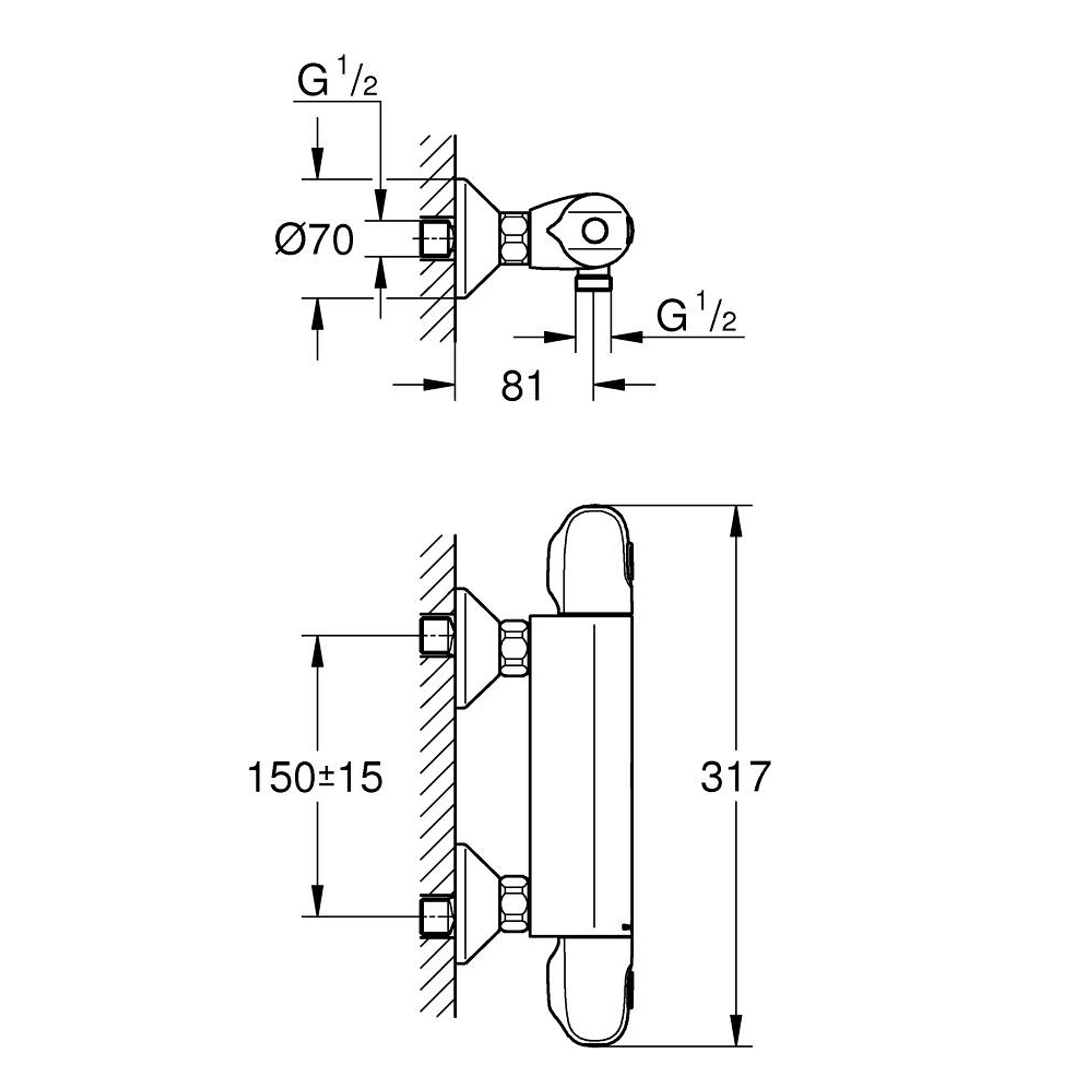 Grohe Grohtherm 1000 Termostatik Duş Bataryası Krom 34550000