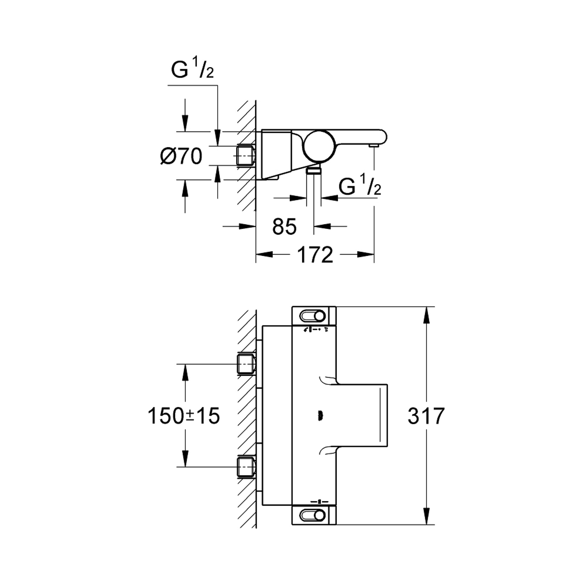 Grohe Grohtherm 2000 Termostatik Banyo Bataryası Krom 34464001