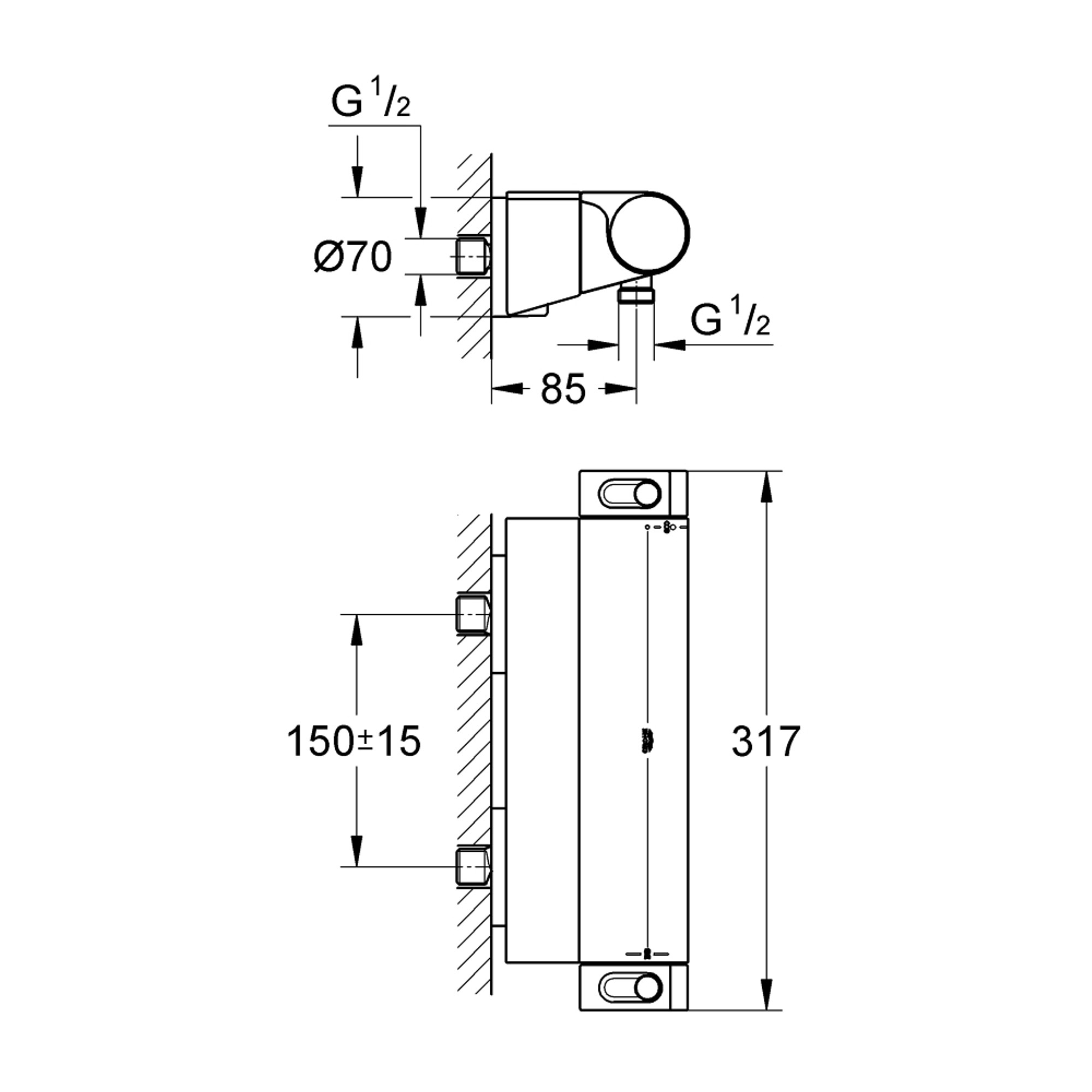 Grohe Grohtherm 2000 Termostatik Duş Bataryası Krom 34469001