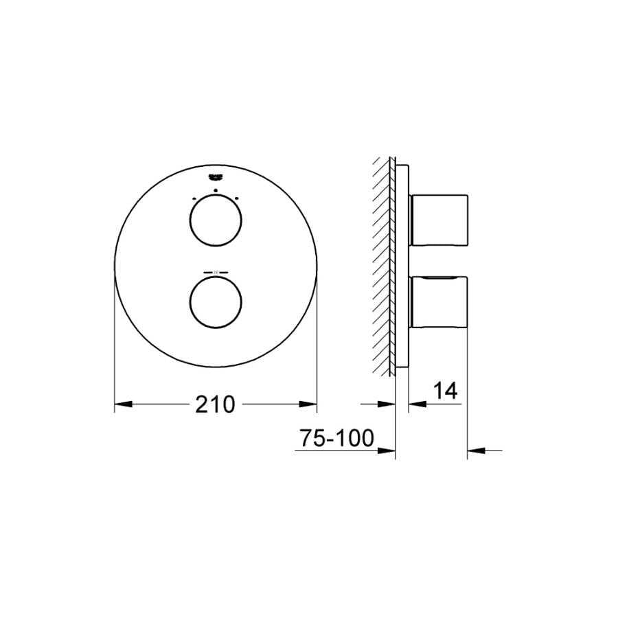 Grohe Grohtherm 3000 C Termostatik Ankastre Banyo/Duş Bataryası (Sıva Üstü Grubu), 2 Yollu, Fırçalı Altın 19468GN0