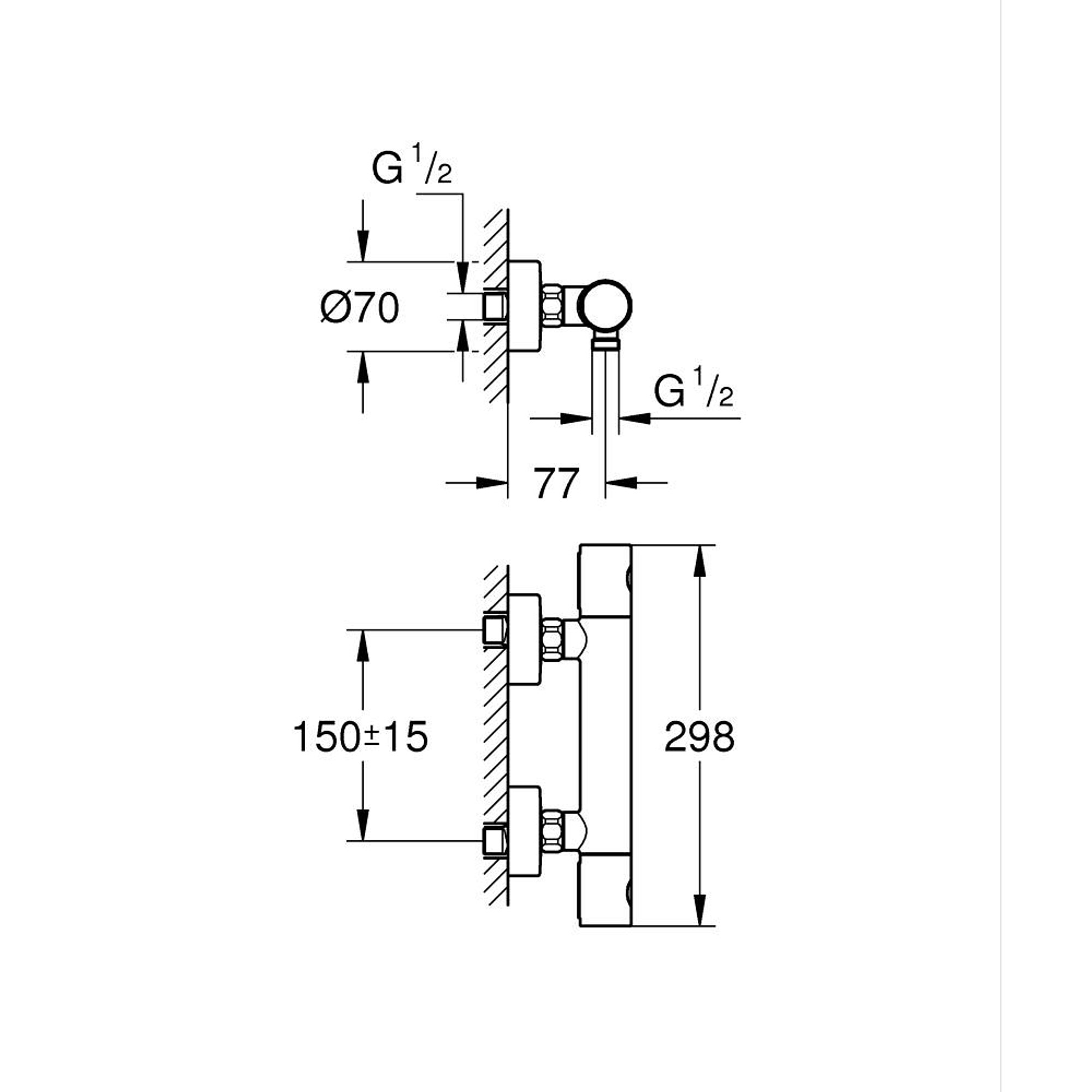 Grohe Grohtherm 800 Cosmopolitan Termostatik Duş Bataryası Krom 34765000