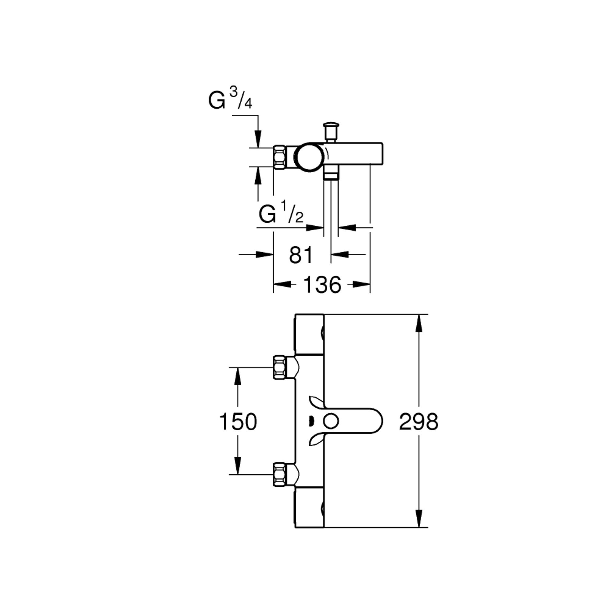 Grohe Grohtherm 800 Cosmopolitan Termostatik Banyo Bataryası Krom 34770000
