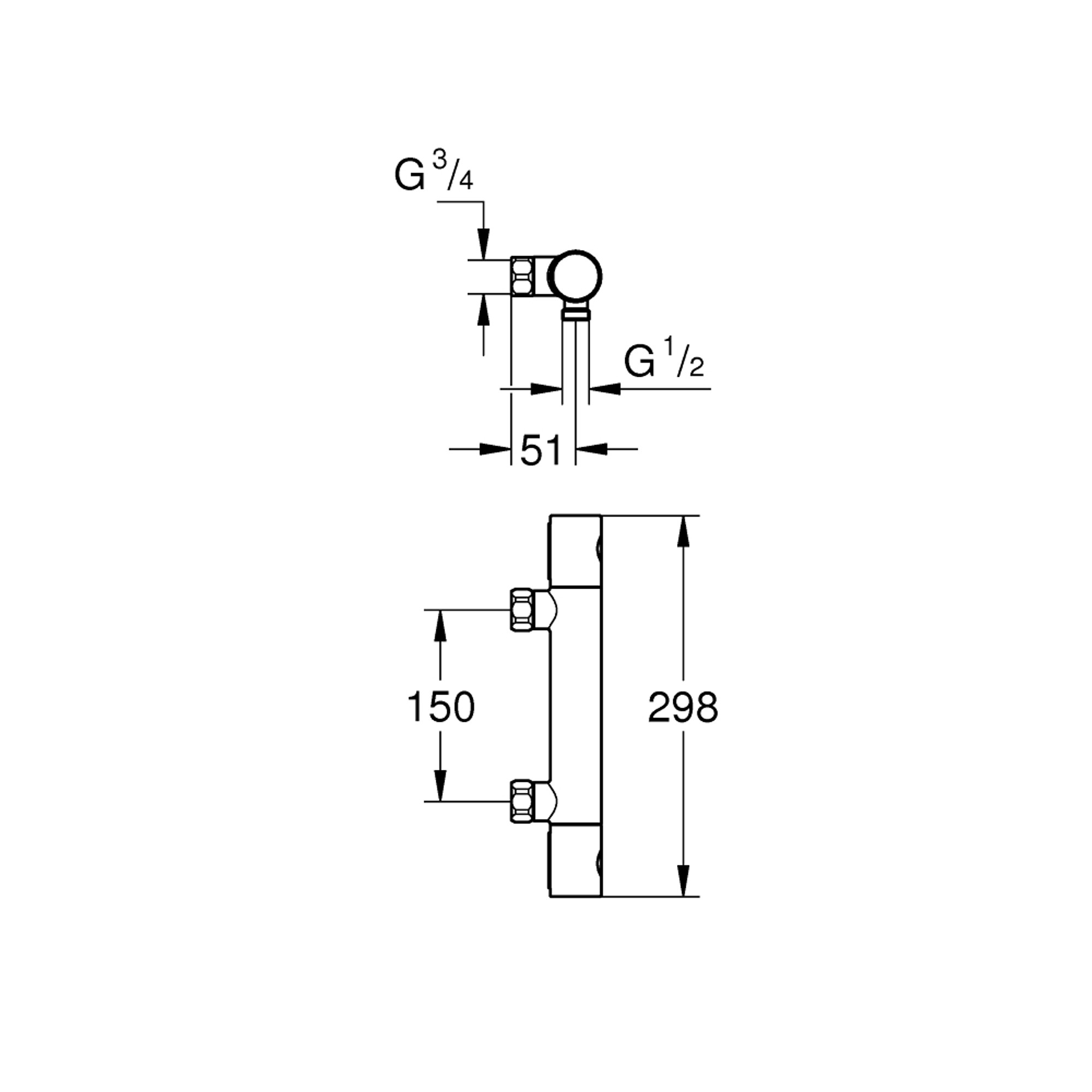 Grohe Grohtherm 800 Cosmopolitan Termostatik Duş Bataryası Krom 34767000