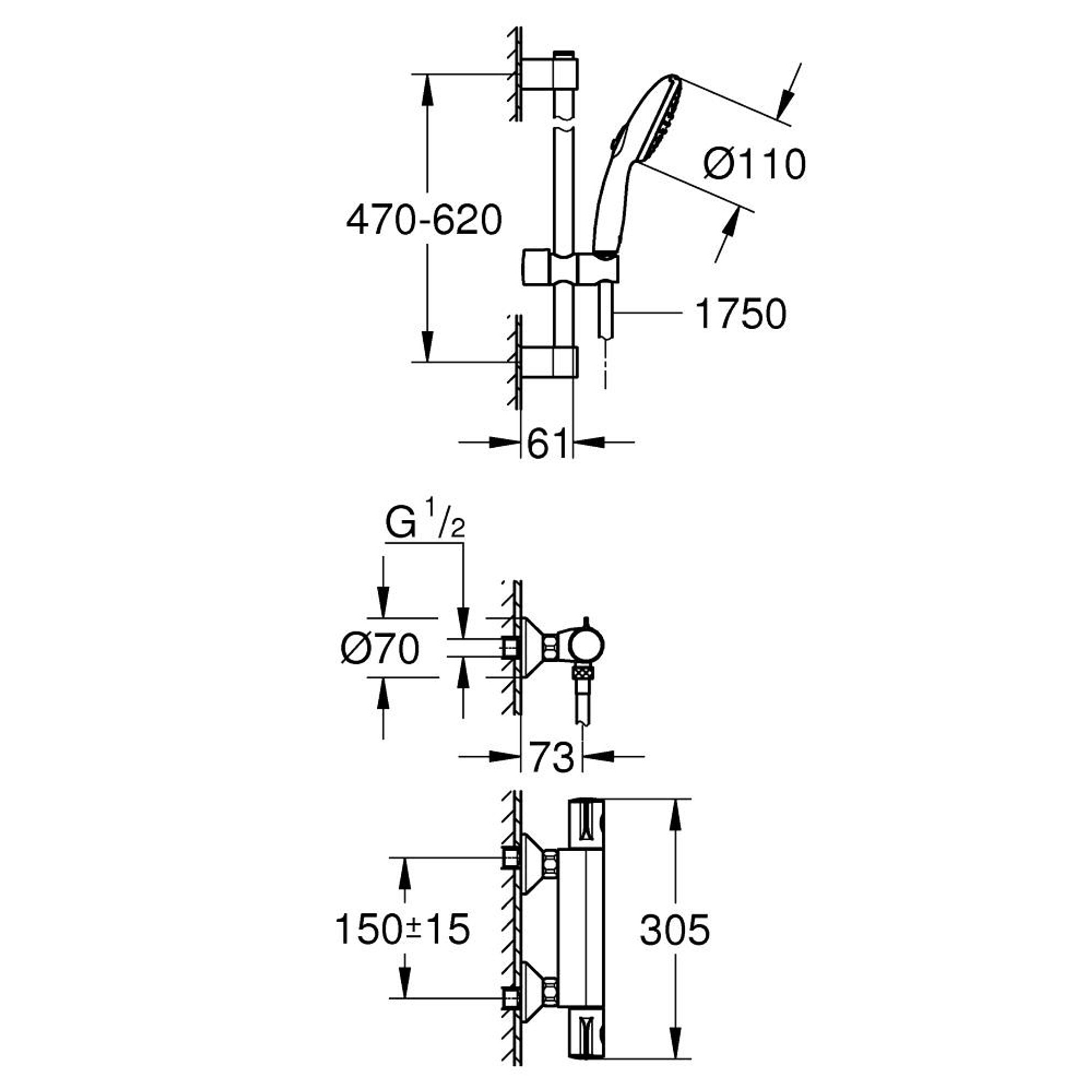 Grohe Grohtherm 800 Termostatik Duş Bataryası Krom 34565002