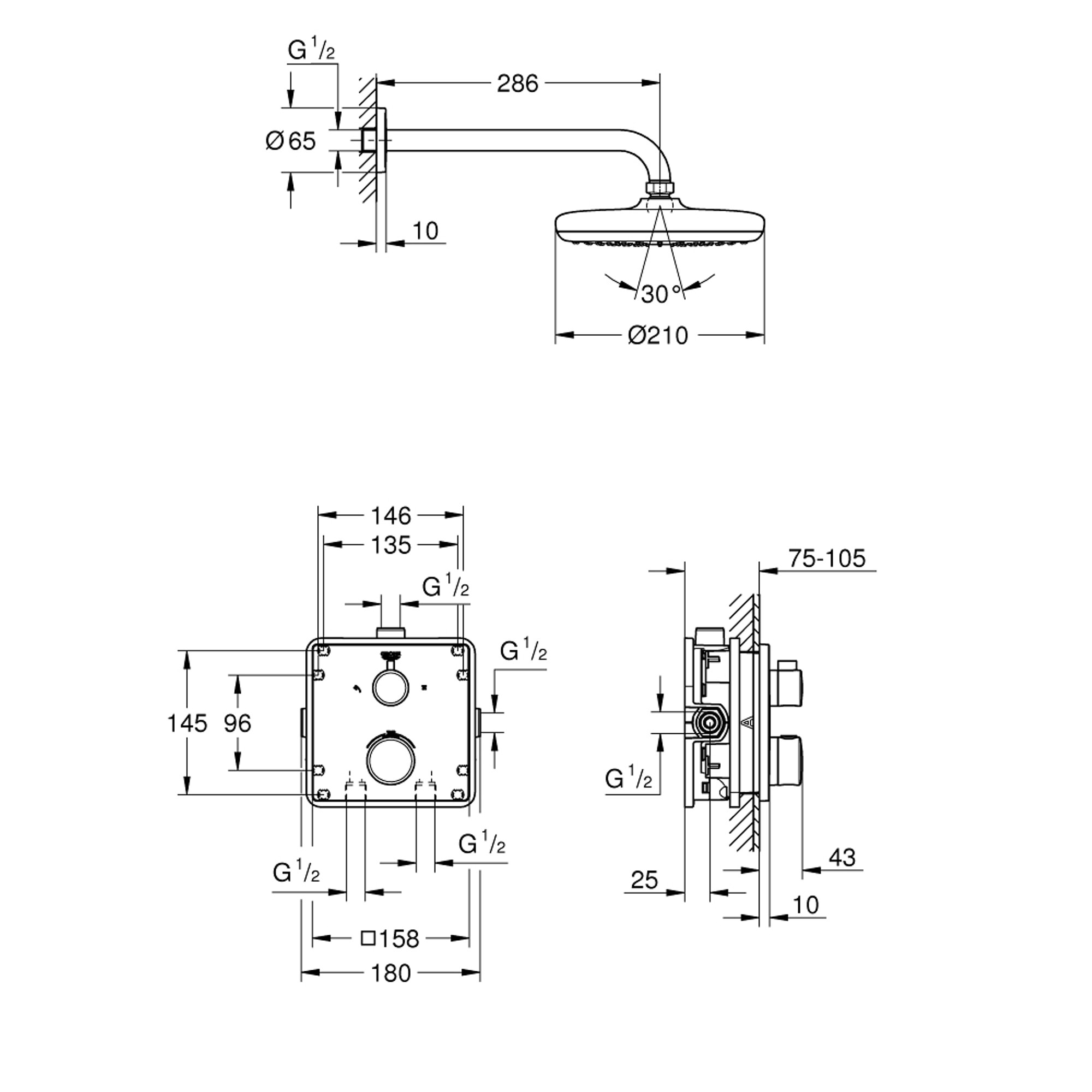 Grohe Grohtherm Ankastre Duş Seti Tempesta 210 Krom 34728000