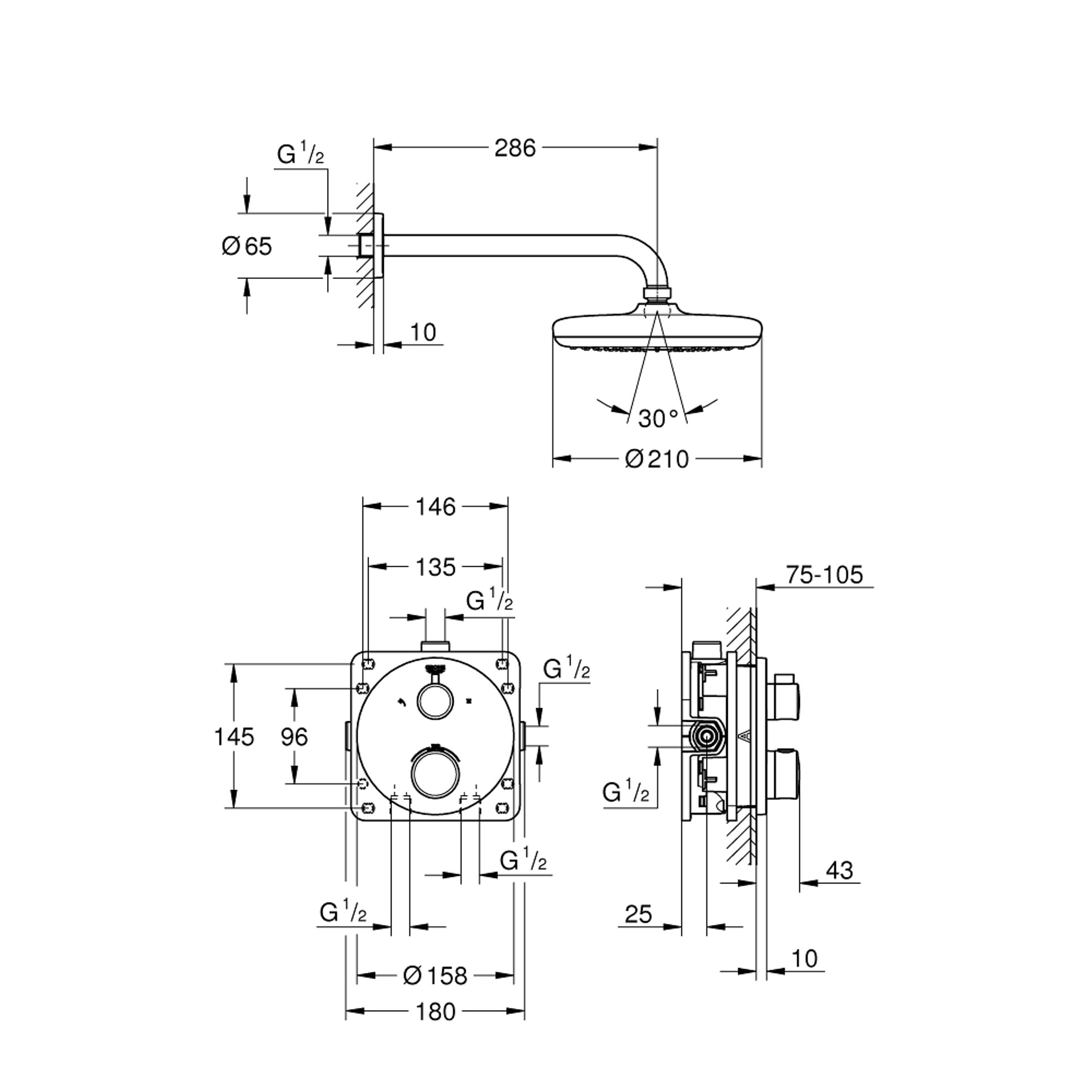 Grohe Grohtherm Ankastre Duş Seti Tempesta 210 Krom 34726000