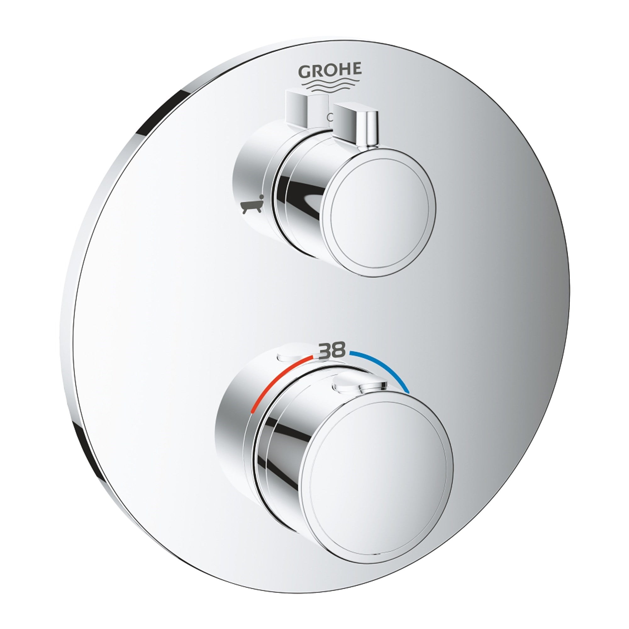 Grohe Grohtherm Ankastre Termostatik Küvet Bataryası 2 Çıkışlı Açma Kapama ve Yönlendirici Valfli (Sıva Üstü Grubu) Krom 24077000