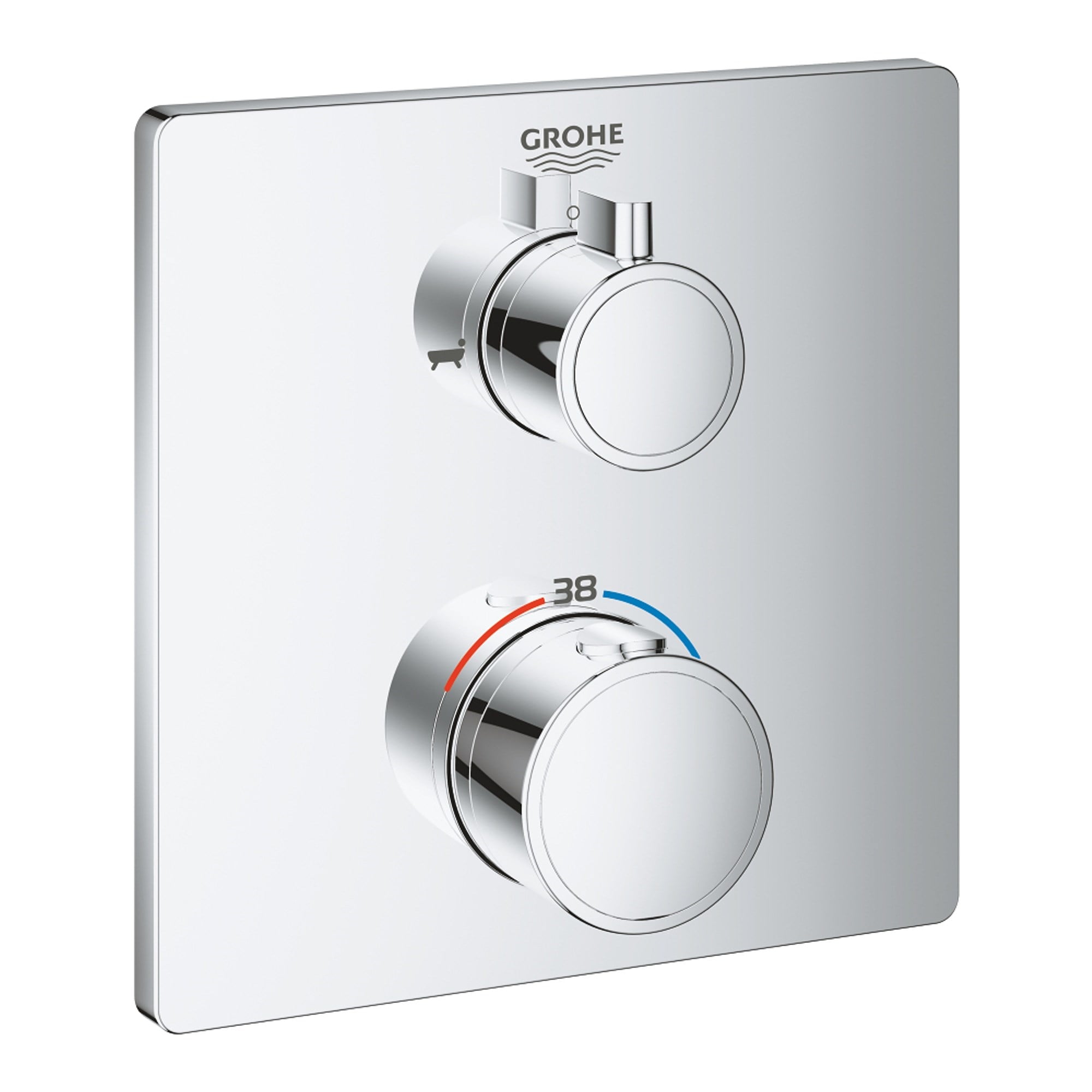 Grohe Grohtherm Ankastre Termostatik Küvet Bataryası 2 Çıkışlı Açma Kapama ve Yönlendirici Valfli (Sıva Üstü Grubu) Krom 24080000