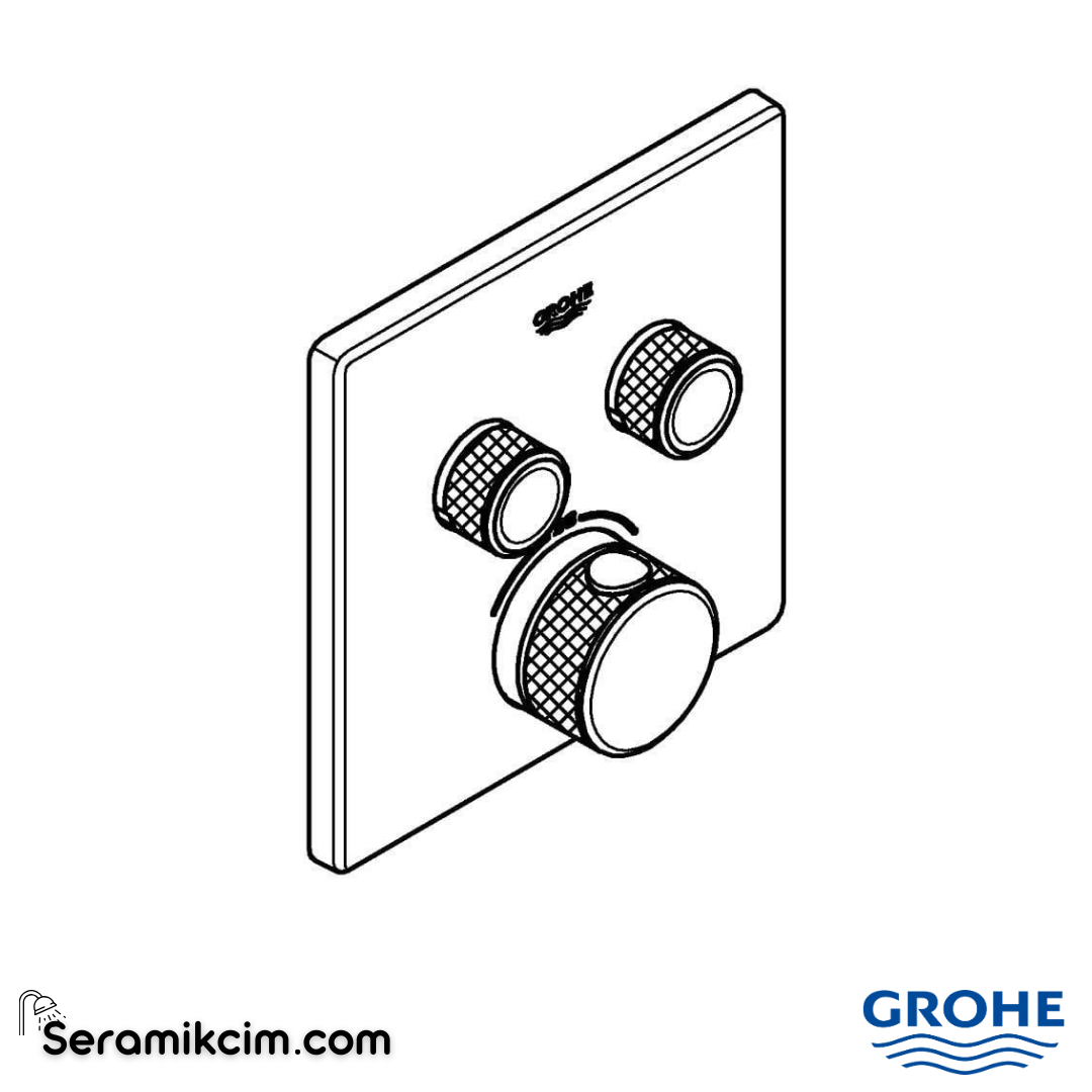 Grohe Grohtherm Çift Valfli Akış Kontrollü Ankastre Termostatik Banyo Bataryası (Sıva Üstü Grubu) 29124000 - 29124000