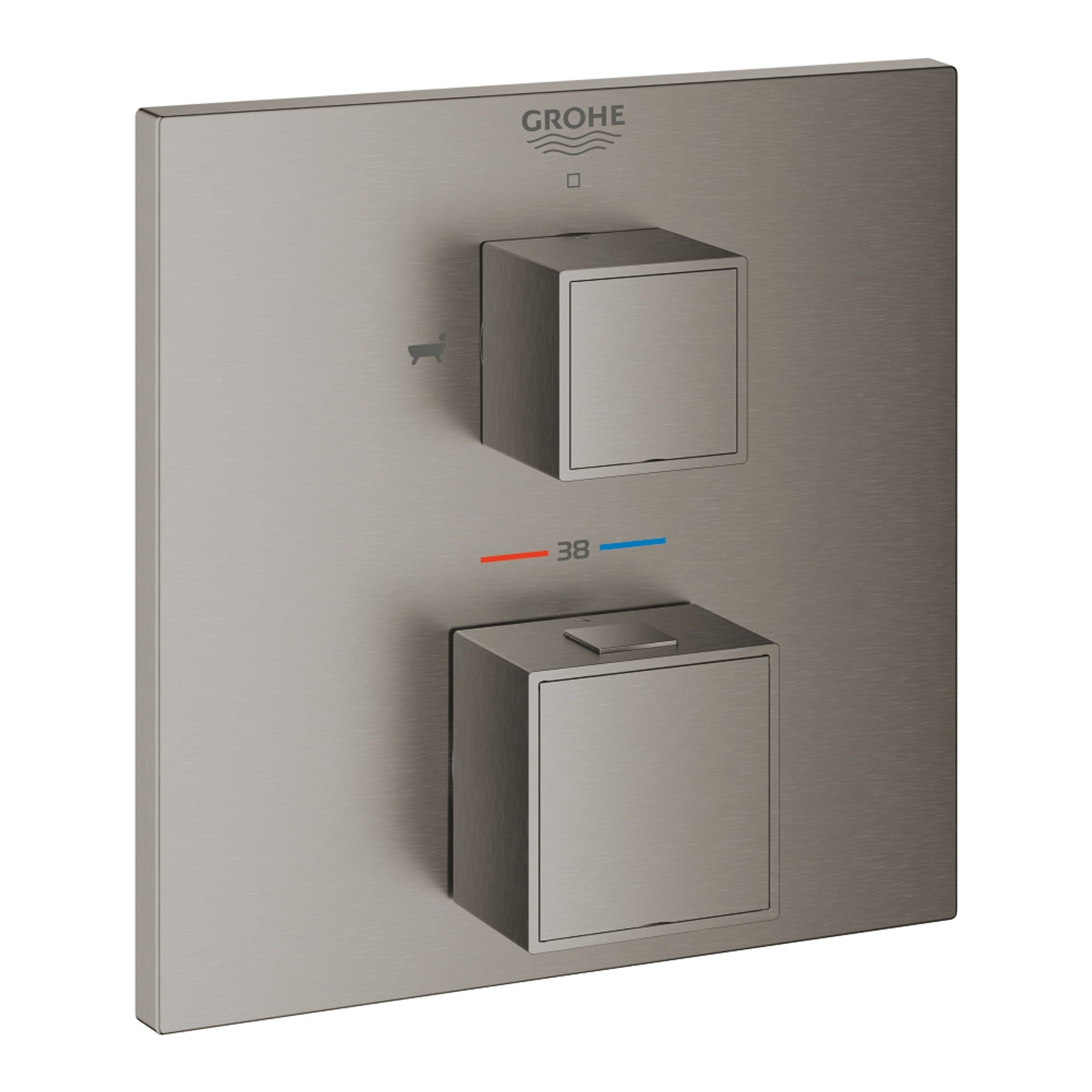 Grohe Grohtherm Cube Ankastre Termostatik Küvet Bataryası 2 Çıkışlı Açma Kapama ve Yönlendirici Valfli (Sıva Üstü Grubu) Fırçalı Sert Grafit 24155AL0