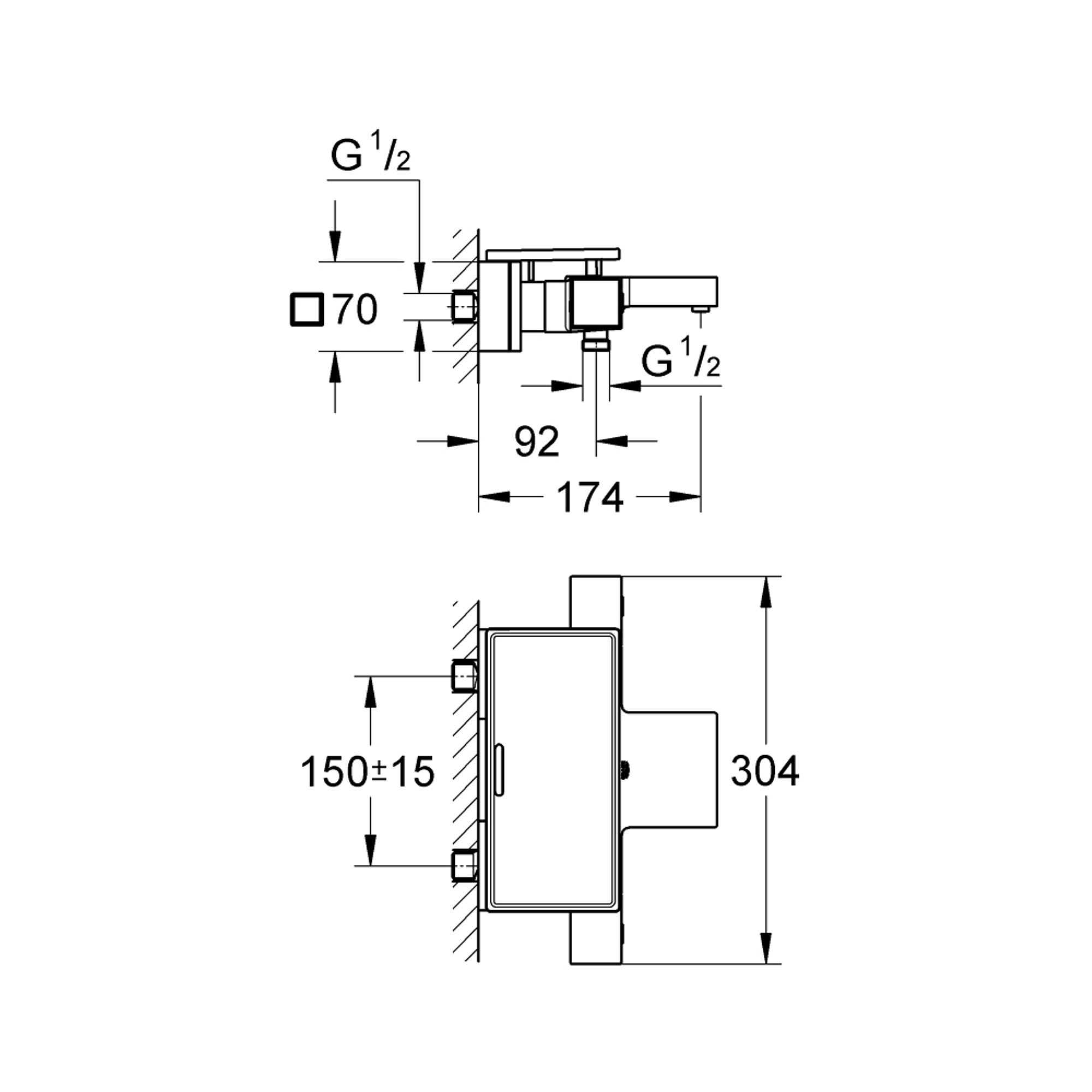 Grohe Grohtherm Cube Termostatik Banyo Bataryası Krom 34502000