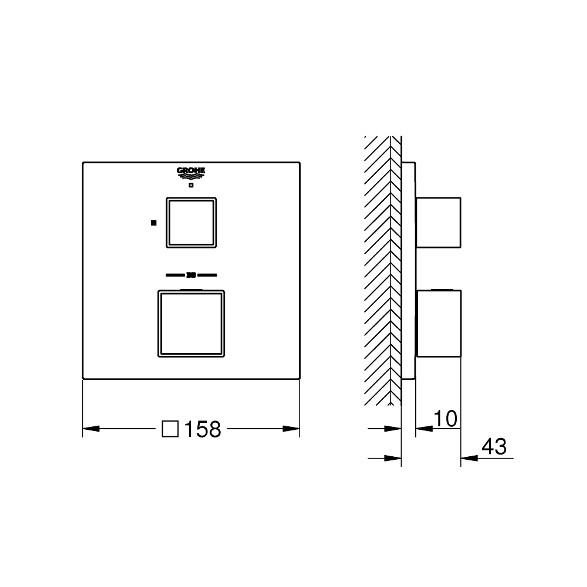 Grohe Grohtherm Cube Termostatik Batarya 1 Çıkışlı Açma Kapama Valfli Fırçalı Sert Grafit 24153AL0