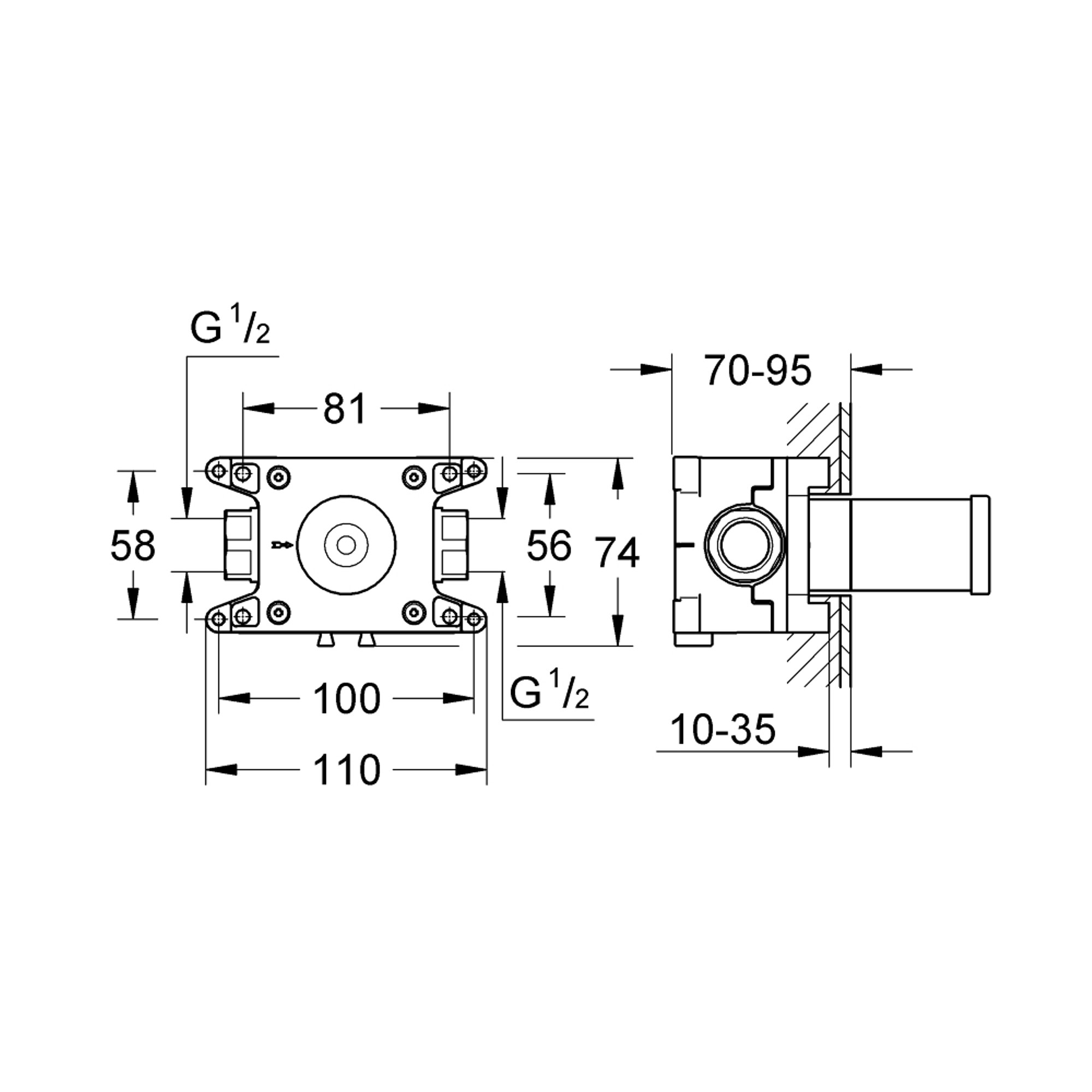 Grohe Grohtherm F Duvar Duş Bağlantısı Sıva Altı Kutusu 26 878 000 Krom 35107000