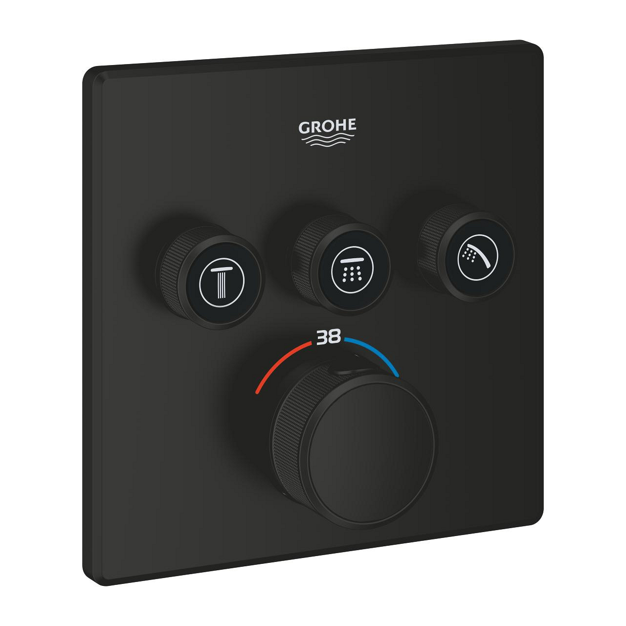 Grohe Grohtherm SmartControl Akış Kontrollü Ankastre Termostatik Banyo Bataryası (3 Yollu, Sıva Üstü Grubu), Mat Siyah 291262430