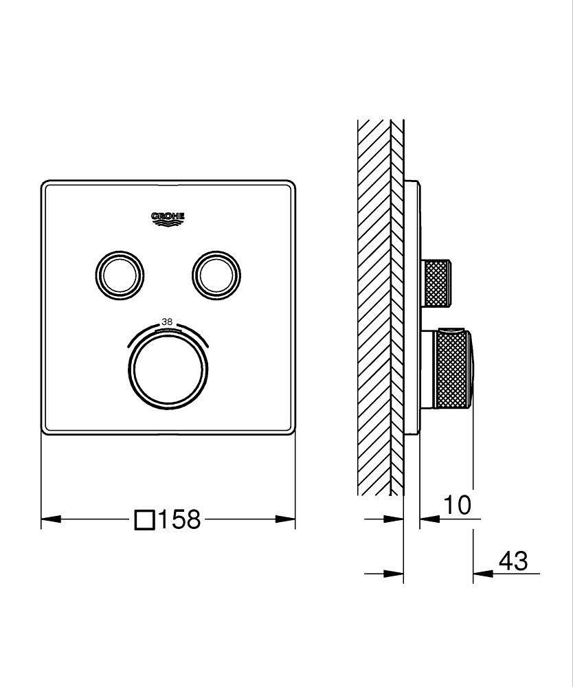 Grohe Grohtherm SmartControl Akış Kontrollü Ankastre Termostatik Banyo Bataryası (2 Yollu, Sıva Üstü Grubu), Mat Siyah 291242430