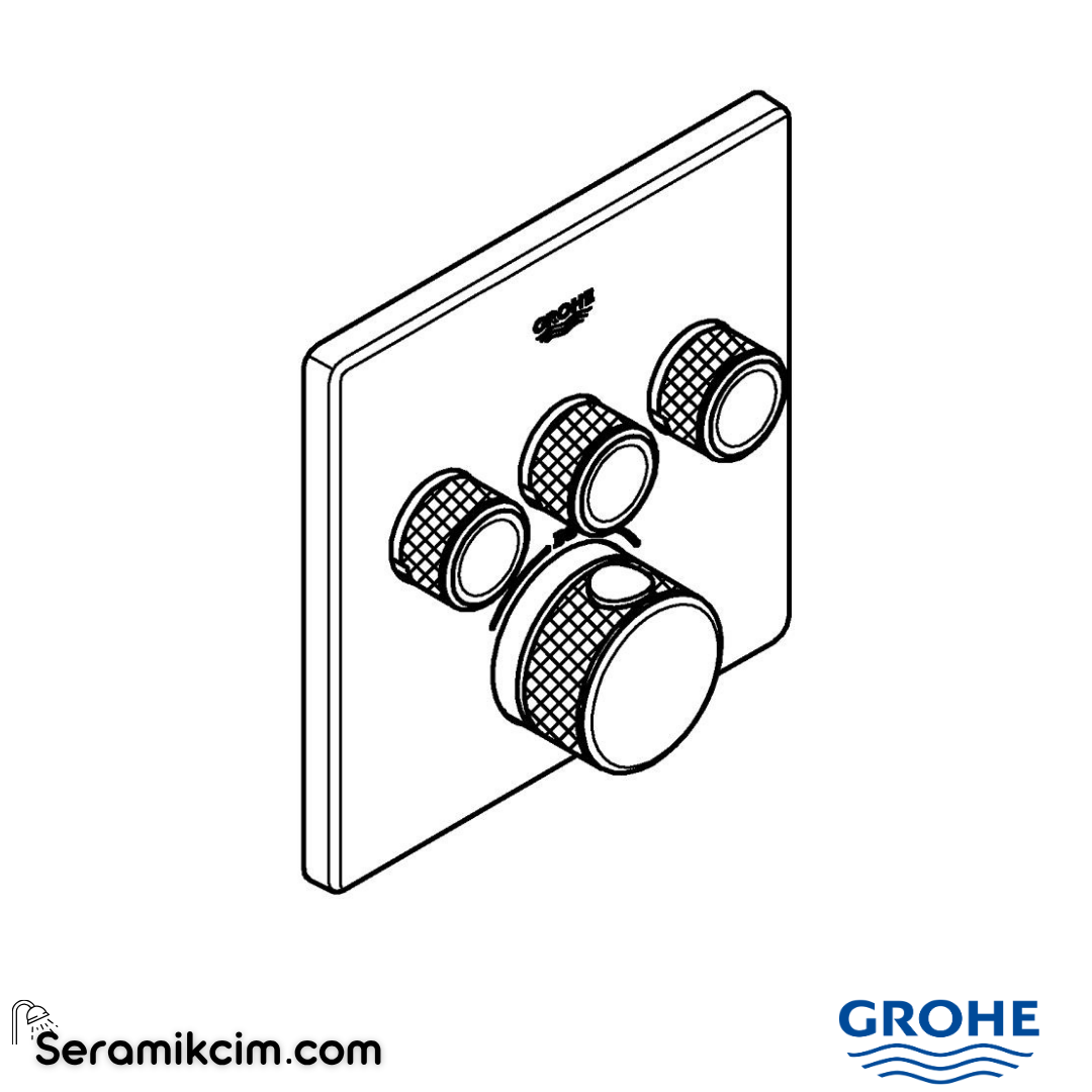 Grohe Grohtherm SmartControl Akış Kontrollü Ankastre Termostatik Banyo Bataryası (3 Yollu, Sıva Üstü Grubu), Fırçalı Sert Grafit 29126AL0 - 29126AL0