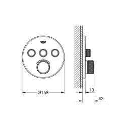Grohe Grohtherm SmartControl Akış Kontrollü, Ankastre Termostatik Banyo Bataryası (Sıva Üstü Grubu), Paslanmaz Çelik 29119DC0