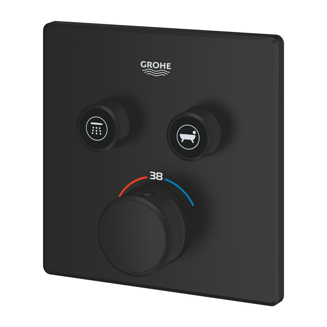 Grohe Grohtherm SmartControl Akış Kontrollü Ankastre Termostatik Banyo Bataryası (2 Yollu, Sıva Üstü Grubu), Mat Siyah 291242430