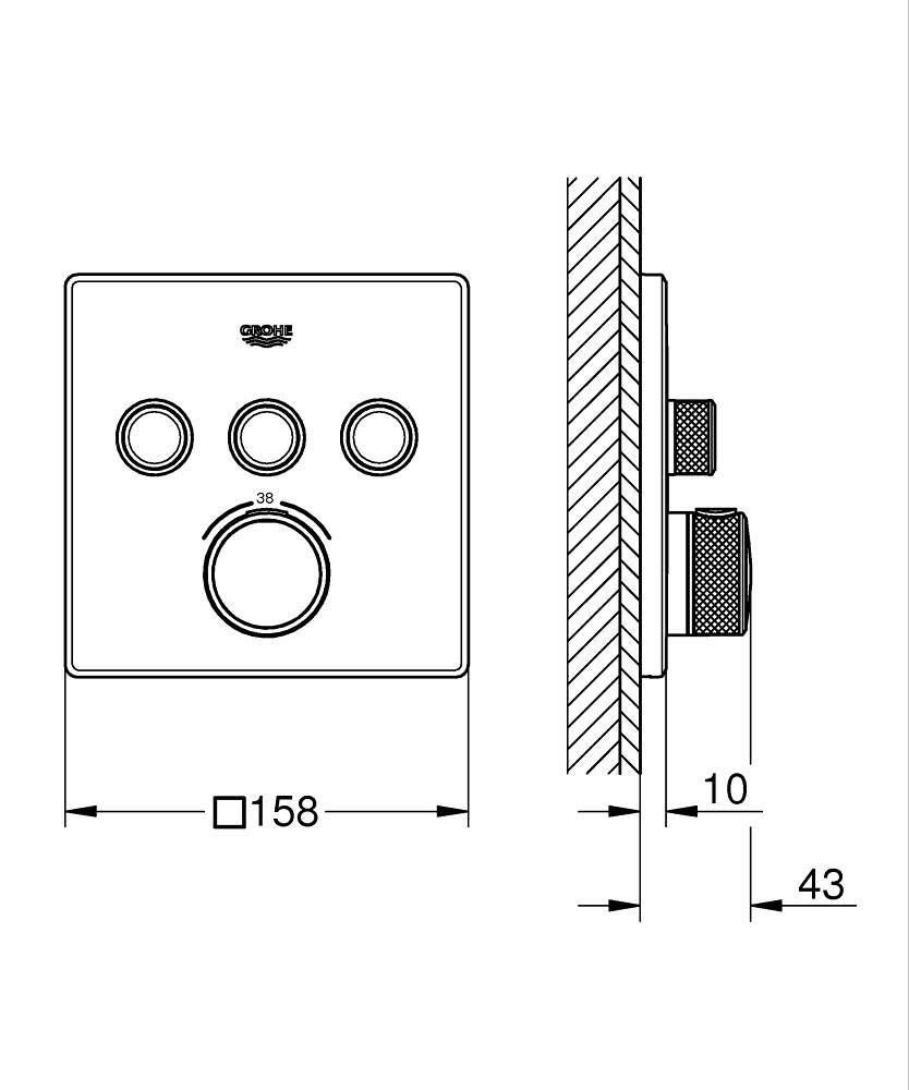 Grohe Grohtherm SmartControl Akış Kontrollü Ankastre Termostatik Banyo Bataryası (3 Yollu, Sıva Üstü Grubu), Paslanmaz Çelik 29126DC0