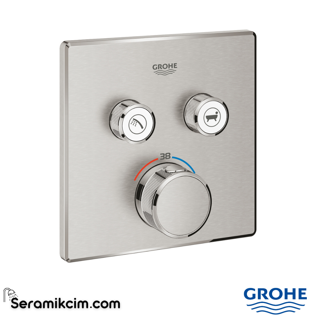Grohe Grohtherm SmartControl Akış Kontrollü Ankastre Termostatik Banyo Bataryası (2 Yollu, Sıva Üstü Grubu), Paslanmaz Çelik 29124DC0