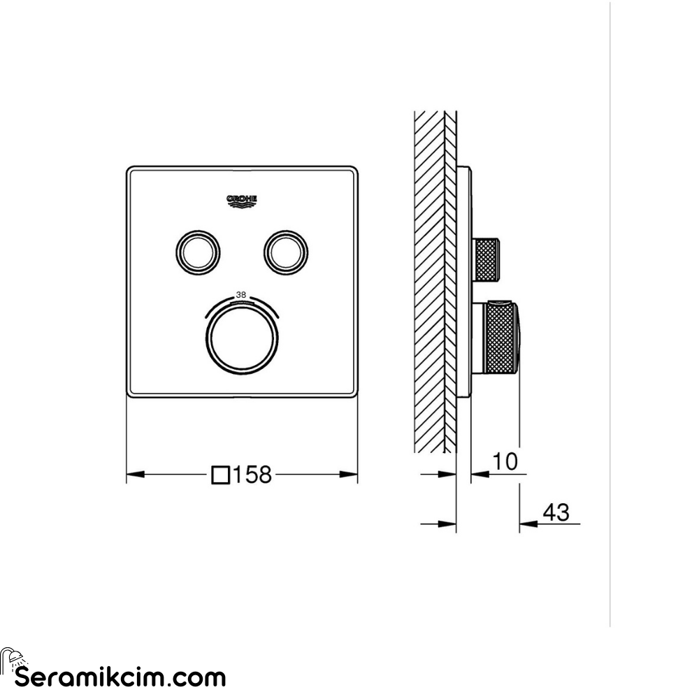Grohe Grohtherm SmartControl Akış Kontrollü Ankastre Termostatik Banyo Bataryası (2 Yollu, Sıva Üstü Grubu), Parlak Bakır 29124DA0