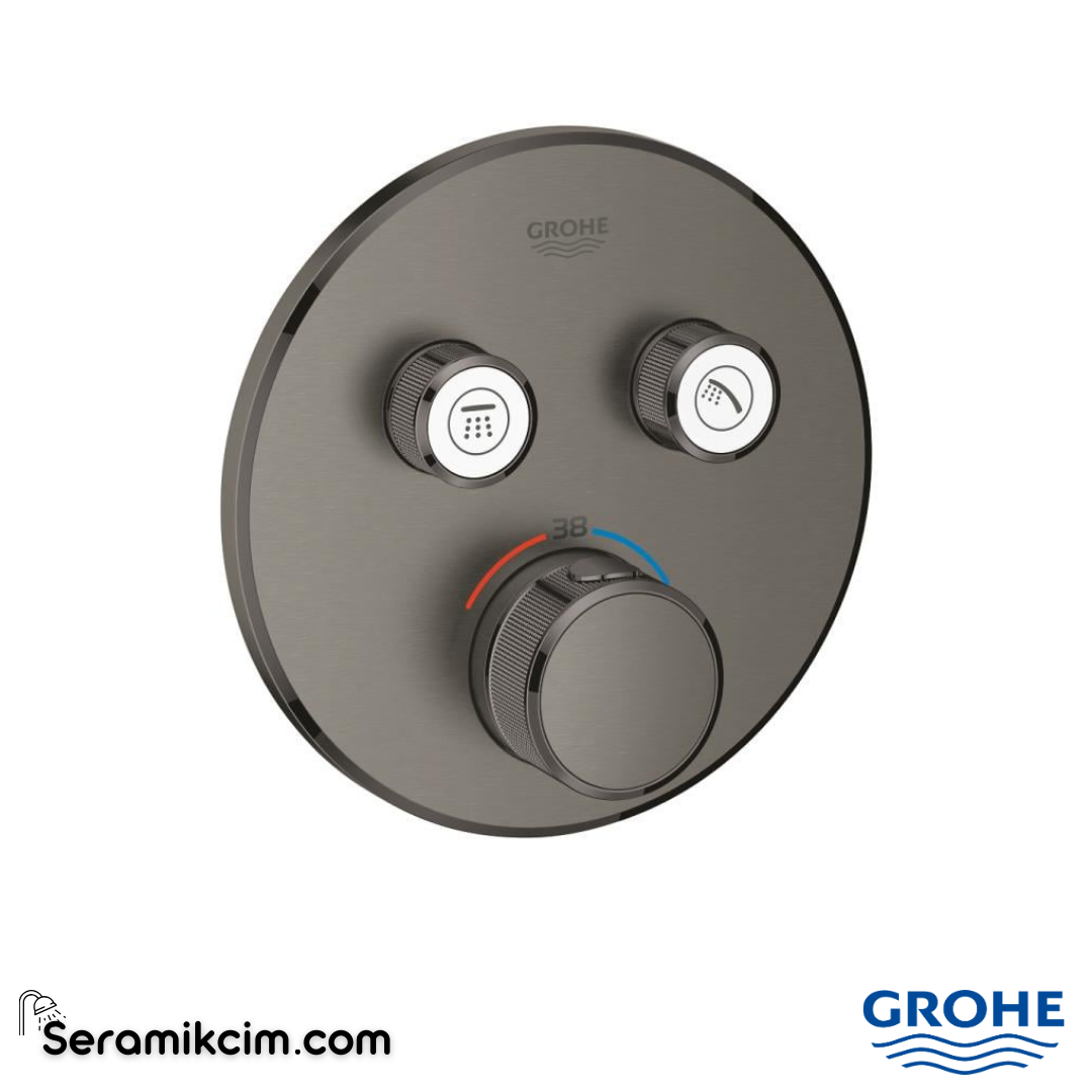 Grohe Grohtherm SmartControl Ankastre Termostatik Banyo/Duş Bataryası (Sıva Üstü Grubu) 2 Yollu Fırçalı Sert Grafit 29119AL0 - 29119AL0