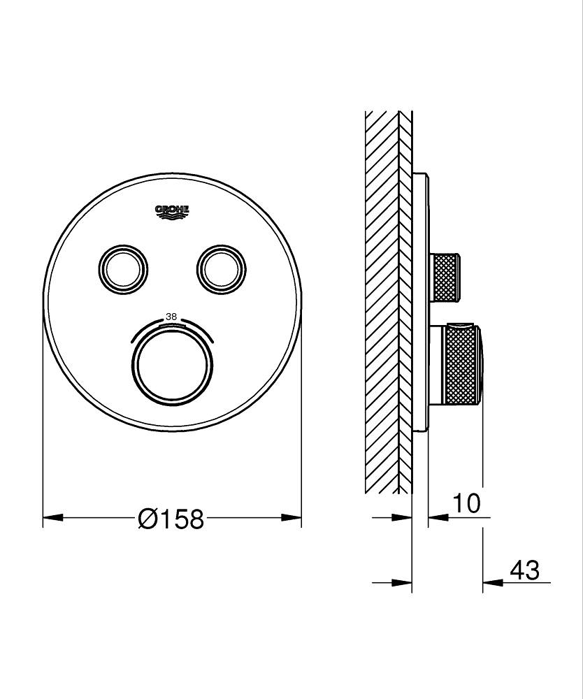 Grohe Grohtherm SmartControl Ankastre Termostatik Banyo Bataryası, Çift Valfli Akış Kontrollü (Sıva Üstü Grubu), Mat Siyah 291192430