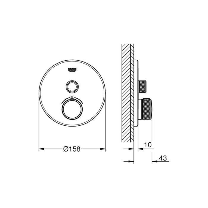 Grohe Grohtherm SmartControl Ankastre Termostatik Duş Bataryası (Sıva Üstü Grubu), Fırçalı Bakır 29118DL0