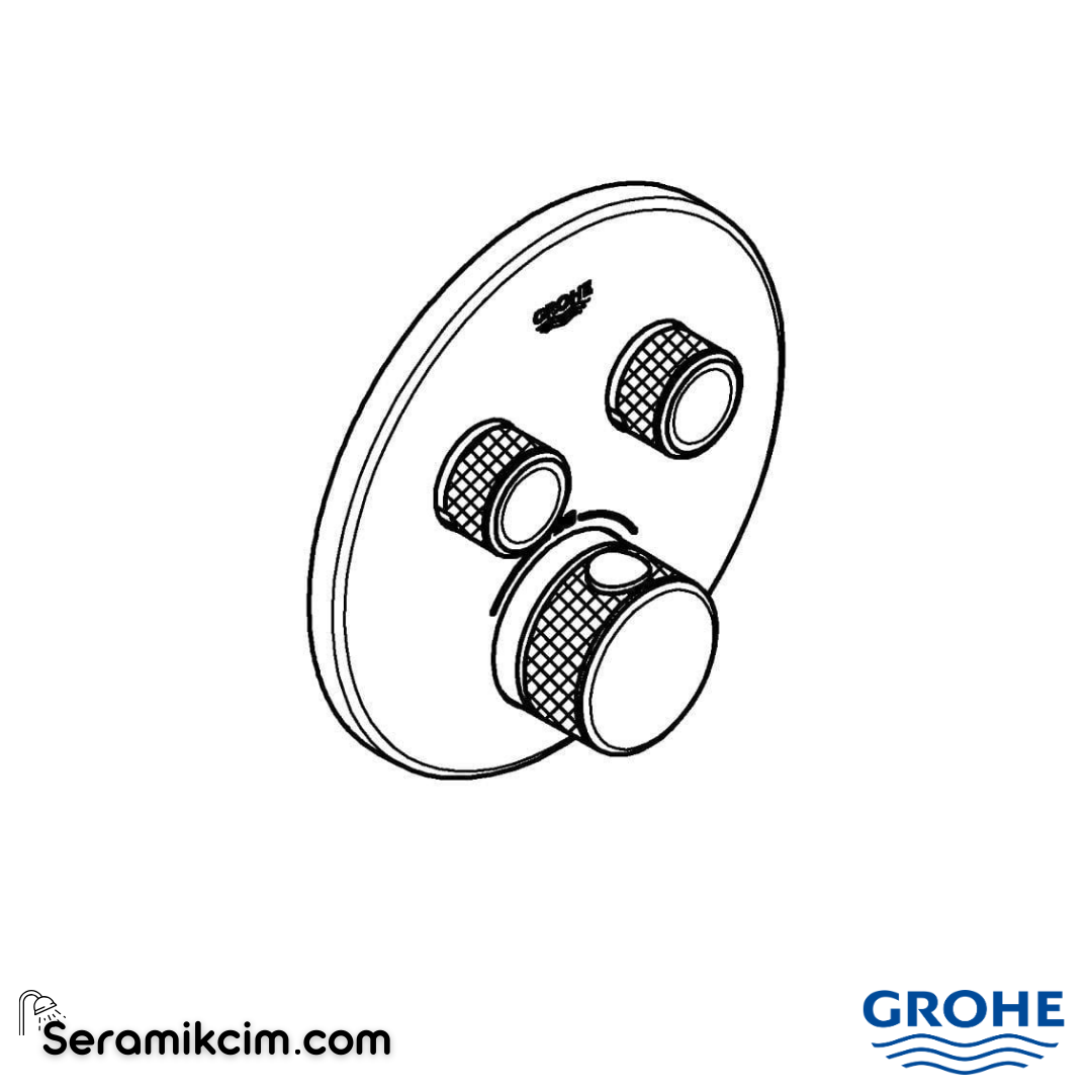 Grohe Grohtherm SmartControl Ankastre Termostatik Banyo/Duş Bataryası (Sıva Üstü Grubu) 2 Yollu Sert Grafit 29119A00 - 29119A00
