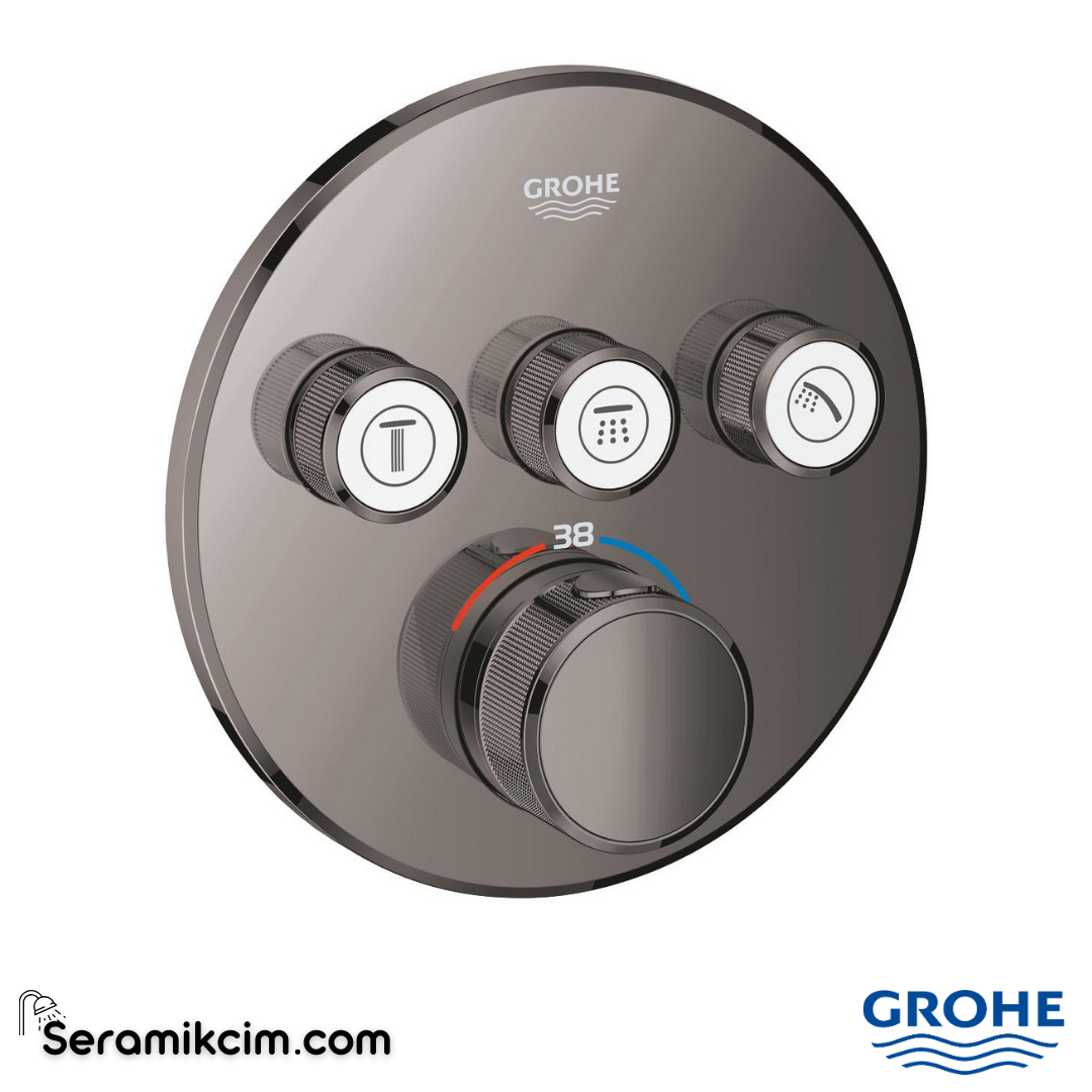Grohe Grohtherm SmartControl Ankastre Termostatik Banyo/Duş Bataryası (Sıva Üstü Grubu) 3 Yollu Sert Grafit 29121A00 - 29121A00