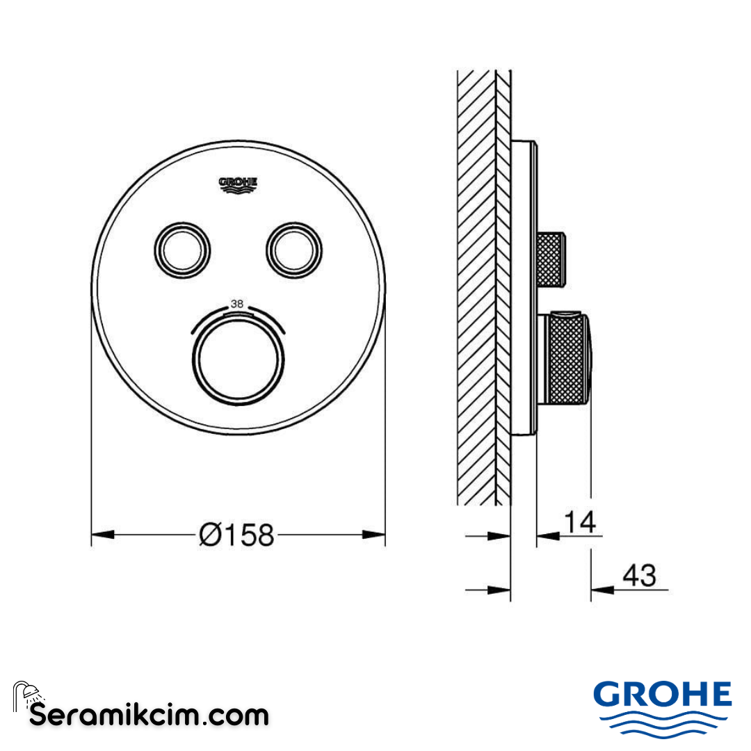 Grohe Grohtherm Smartcontrol Ankastre Termostatik Banyo Bataryası Beyaz (Sıva Üstü Grubu) 29151LS0 - 29151LS0