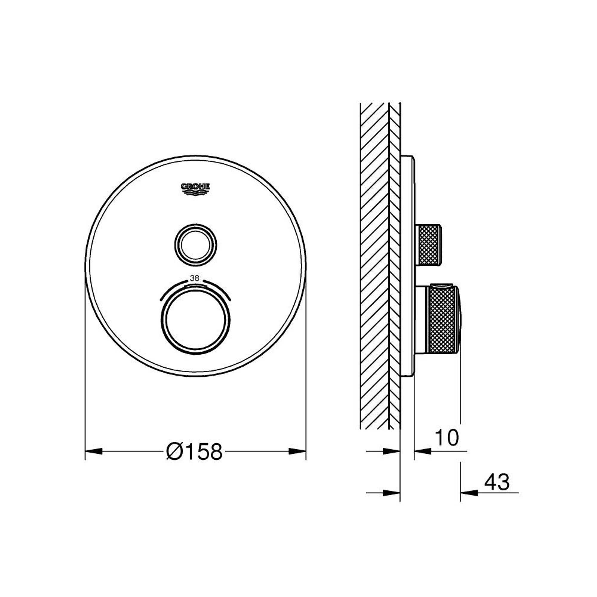 Grohe Grohtherm SmartControl Ankastre Termostatik Duş Bataryası (Sıva Üstü Grubu) Parlak Altın 29118GL0