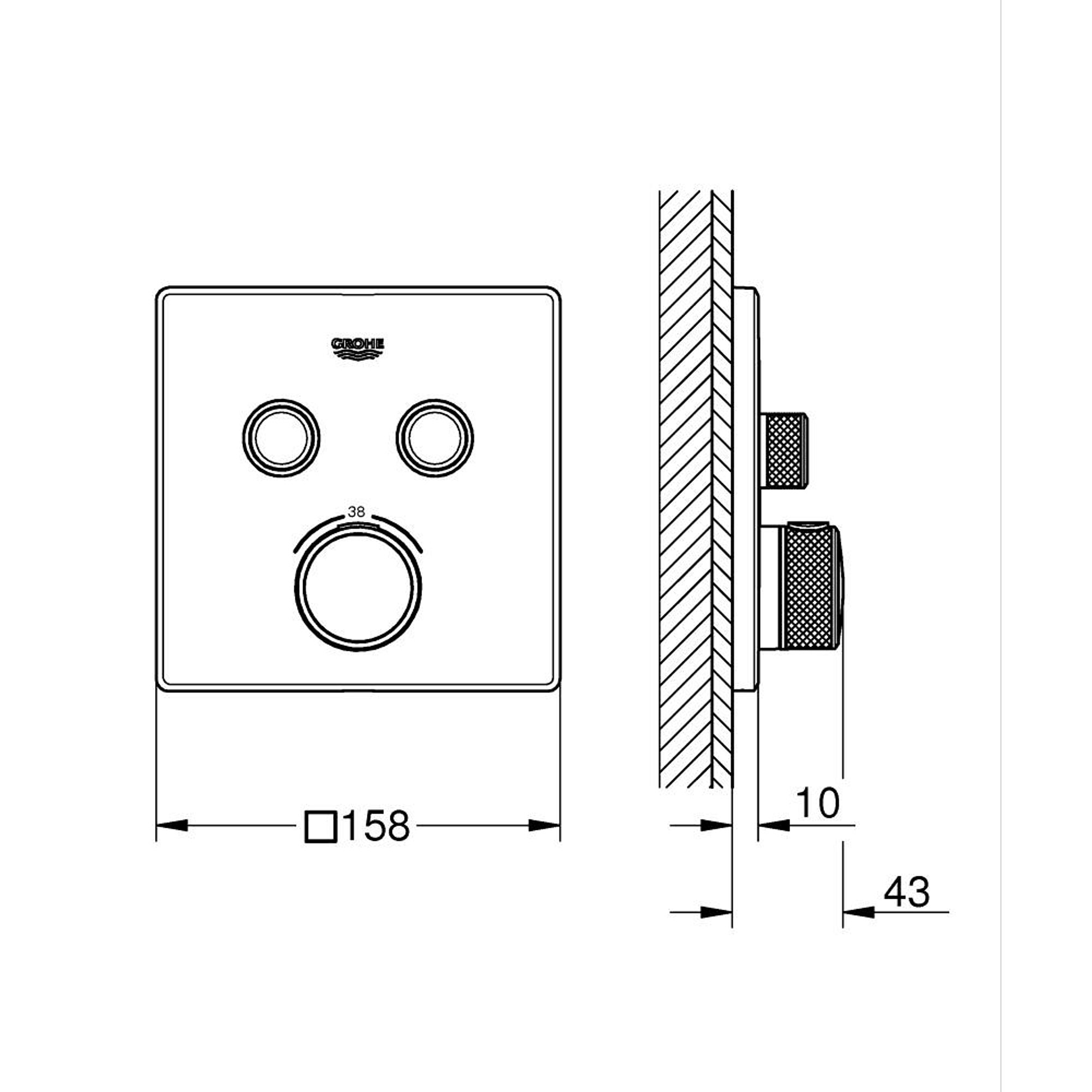 Grohe Grohtherm SmartControl Ankastre Termostatik Batarya 2 Vanalı Phantom Black Siyah 102166KF00