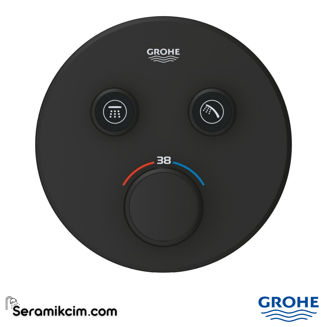 Grohe Grohtherm SmartControl Ankastre Termostatik Banyo/Duş Bataryası (Sıva Üstü Grubu) 2 Yollu Mat Siyah 29507KF0 - 29507KF0