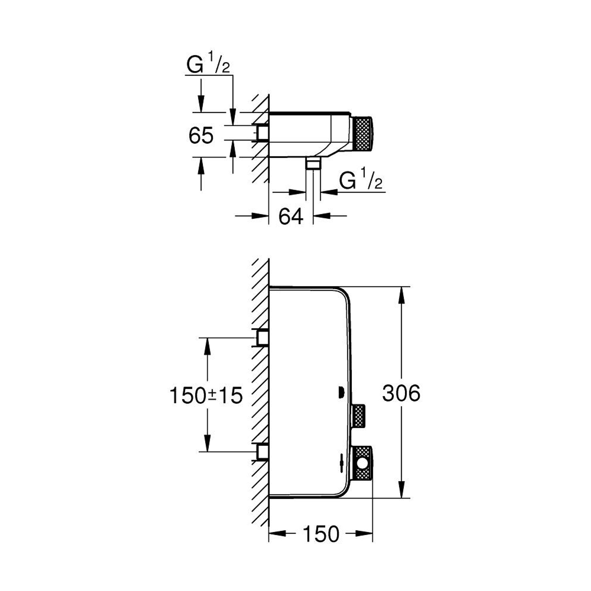 Grohe Grohtherm SmartControl Termostatik Duş Bataryası Phantom Black Siyah 102169KF00